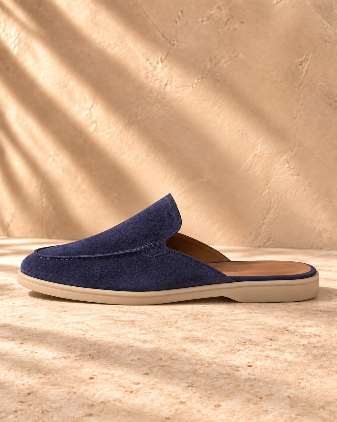 Jordan Navy Suede Mule Loafers - Navy