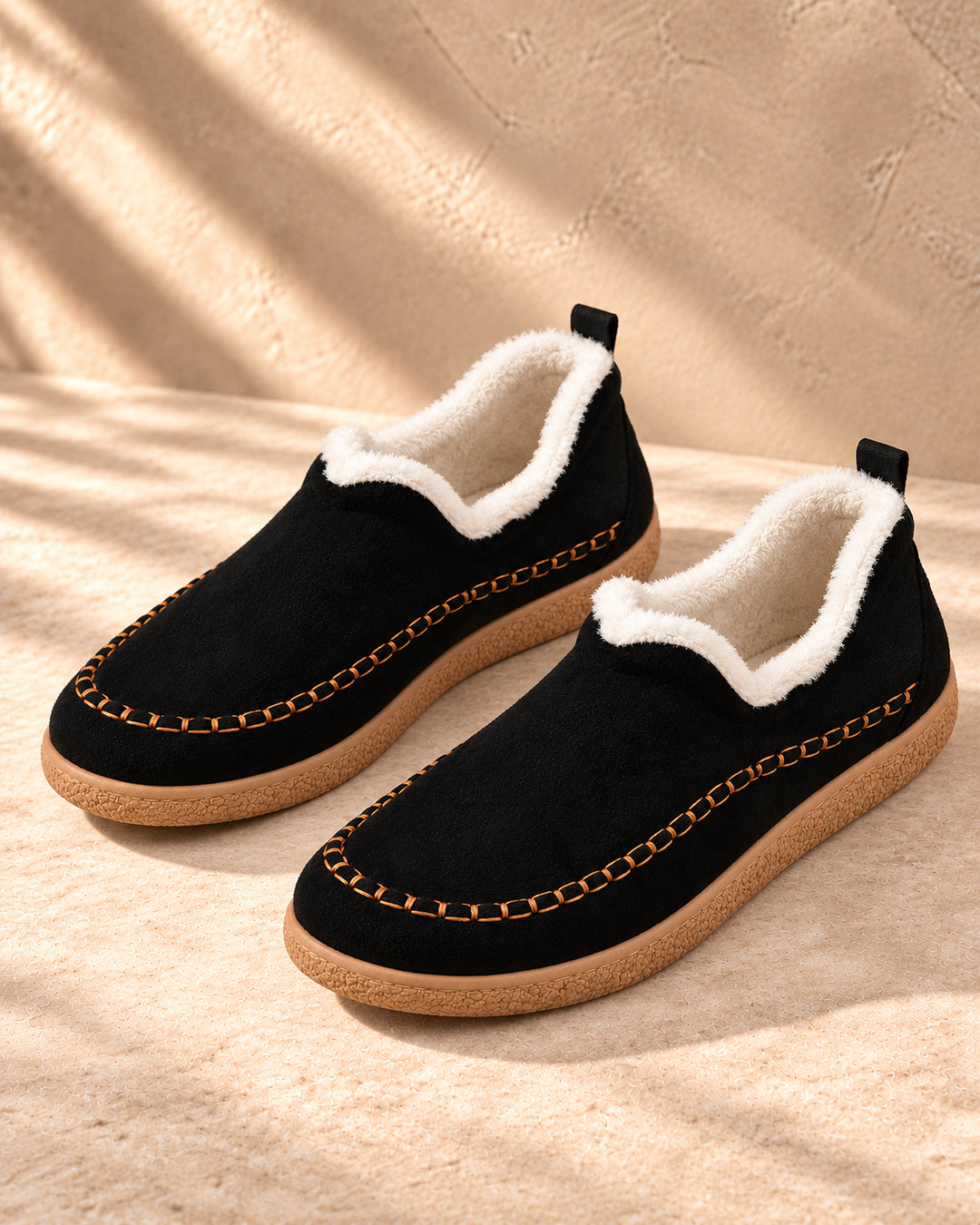 Annelise Plush-Lined Slip-On Ankle Boots - Black