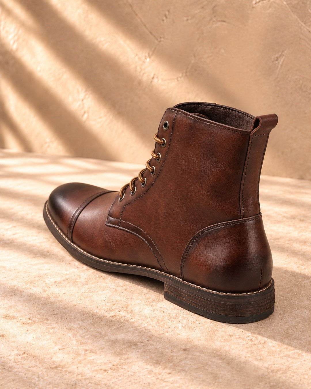 Quinn Cap-Toe Hidden-Lift Lace-Up Boots - Dark Brown