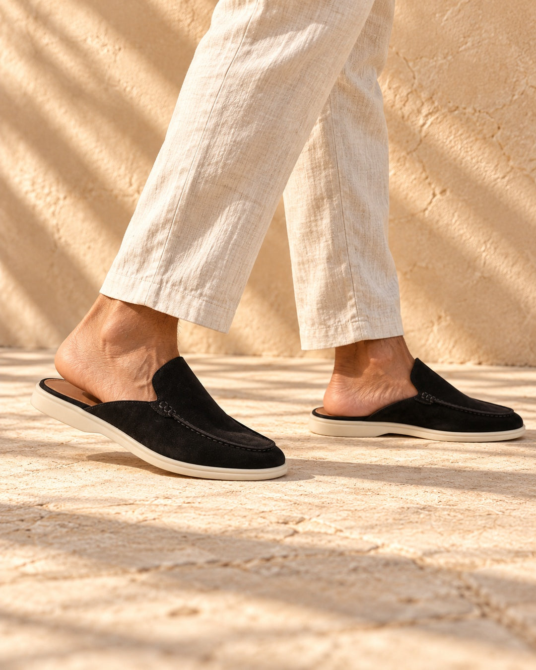 Riley Black Suede Mule Loafers - Black