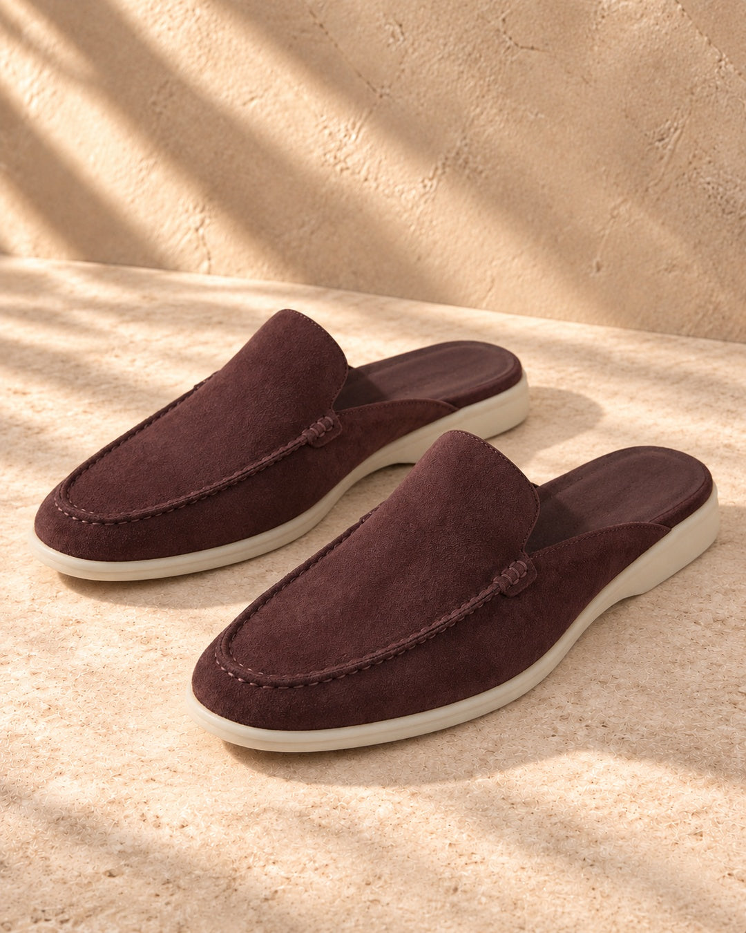 Emery Coffee Suede Mule Loafers - Coffee