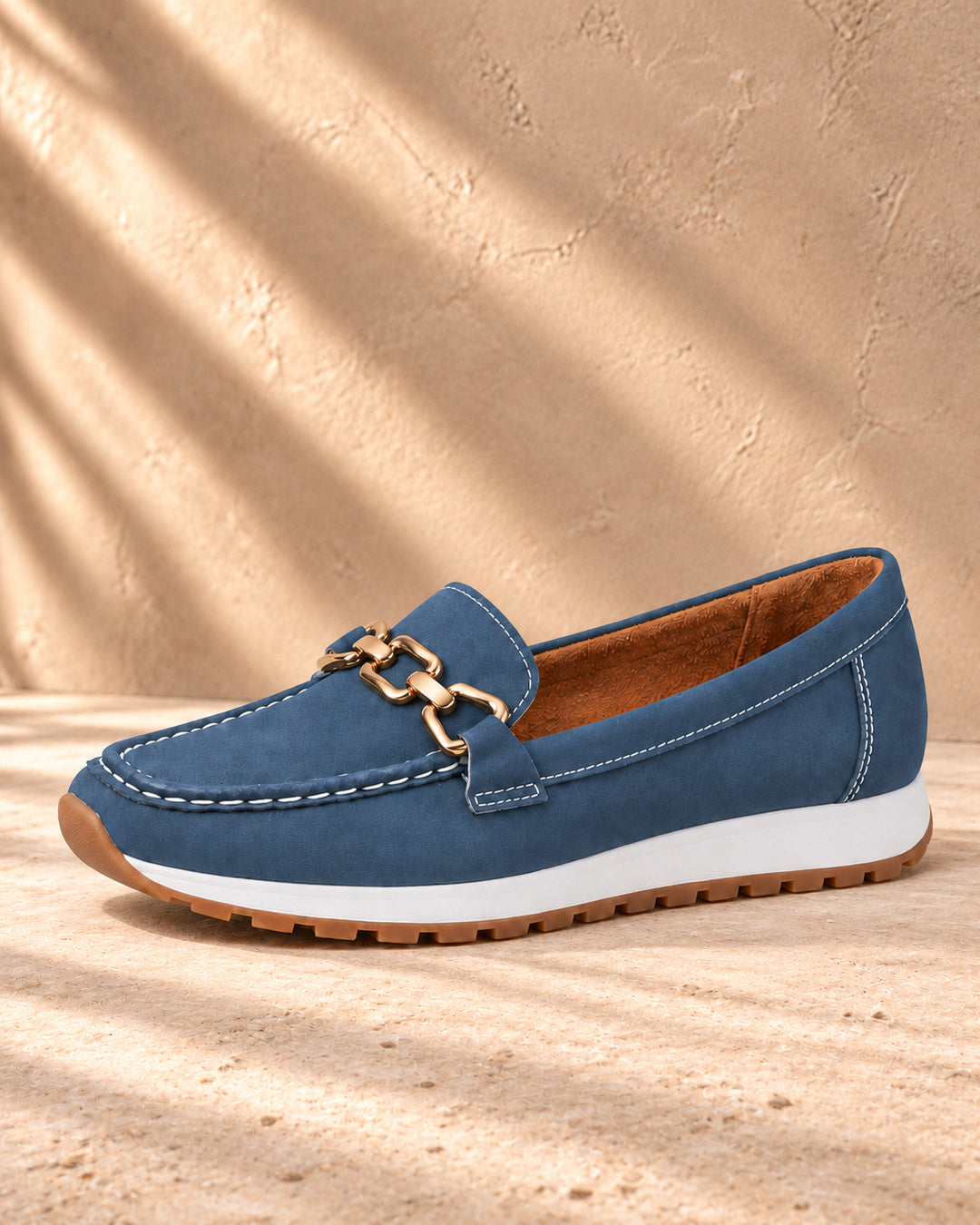Eleanor Chain-Detail Loafers - Blue