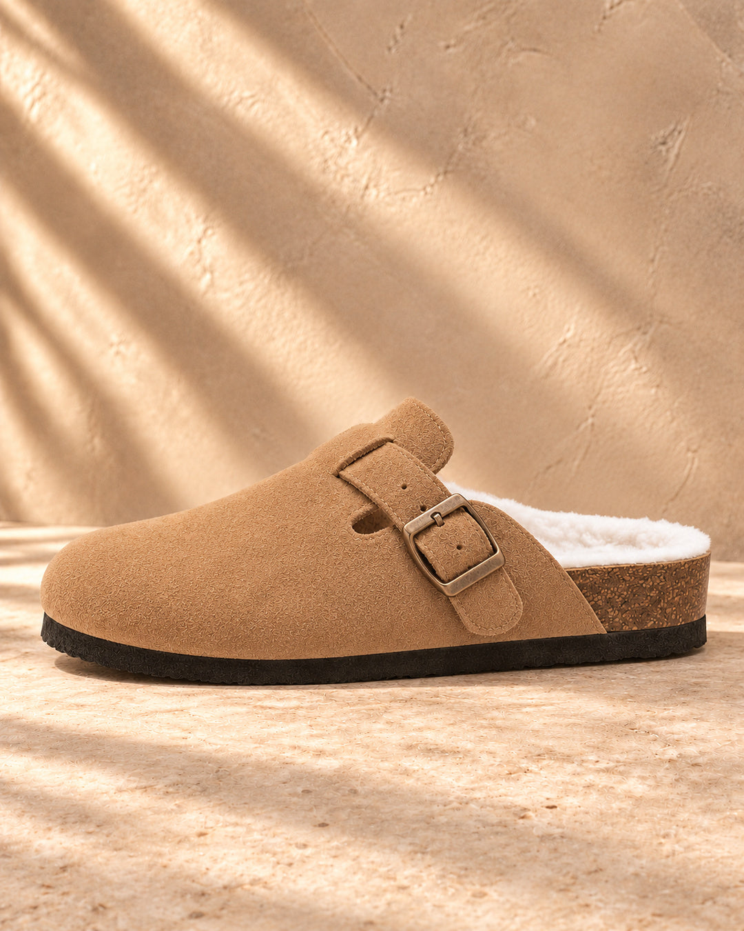 Celeste Faux-Fur-Lined Suede Clogs - Brown