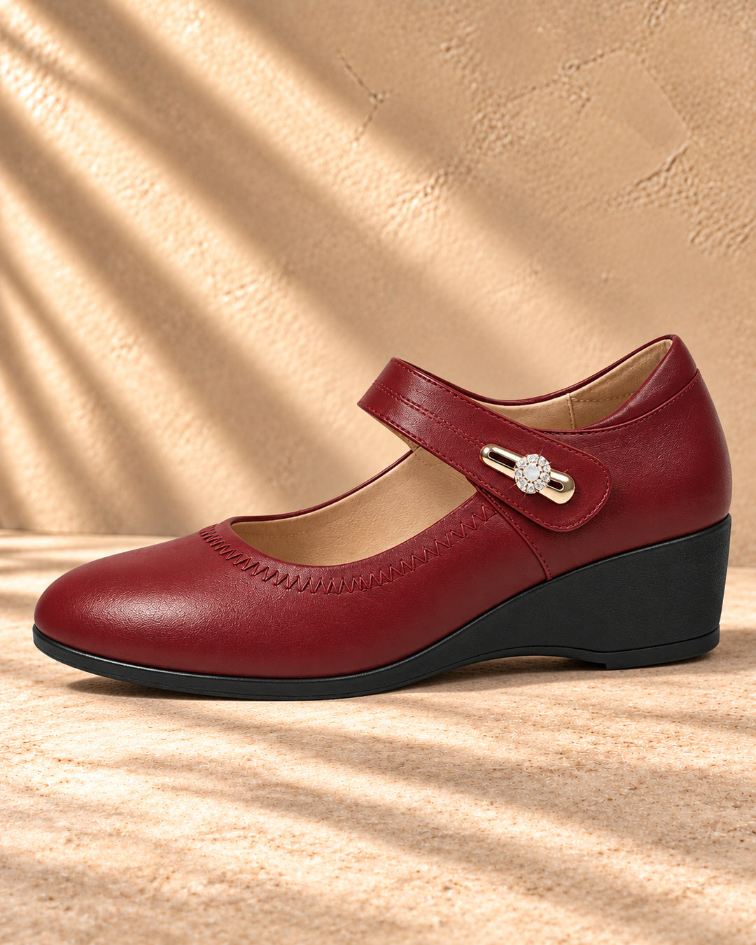 Lydia Wedge Comfort Mary Jane - Red