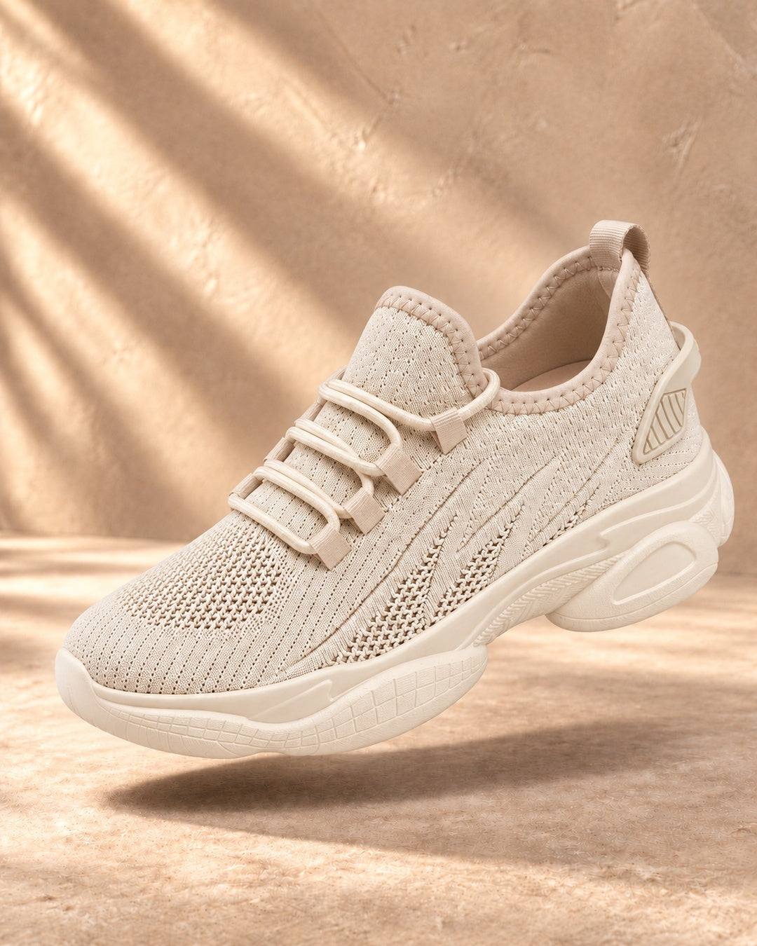 Parker Hidden-Lift Knit Sneakers - Beige