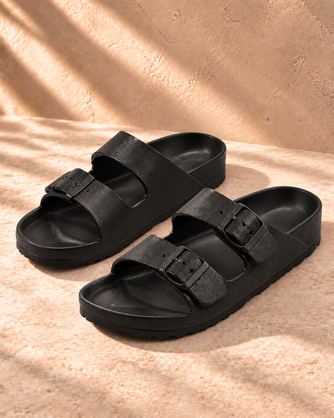 Bianca Double-Buckle EVA Sandals - Black