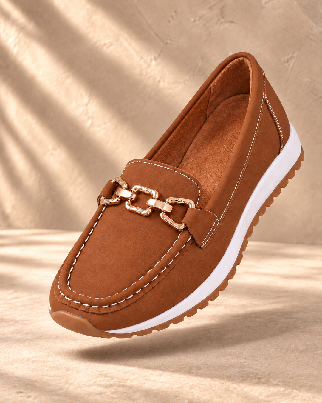 Eleanor Chain-Detail Loafers - Brown
