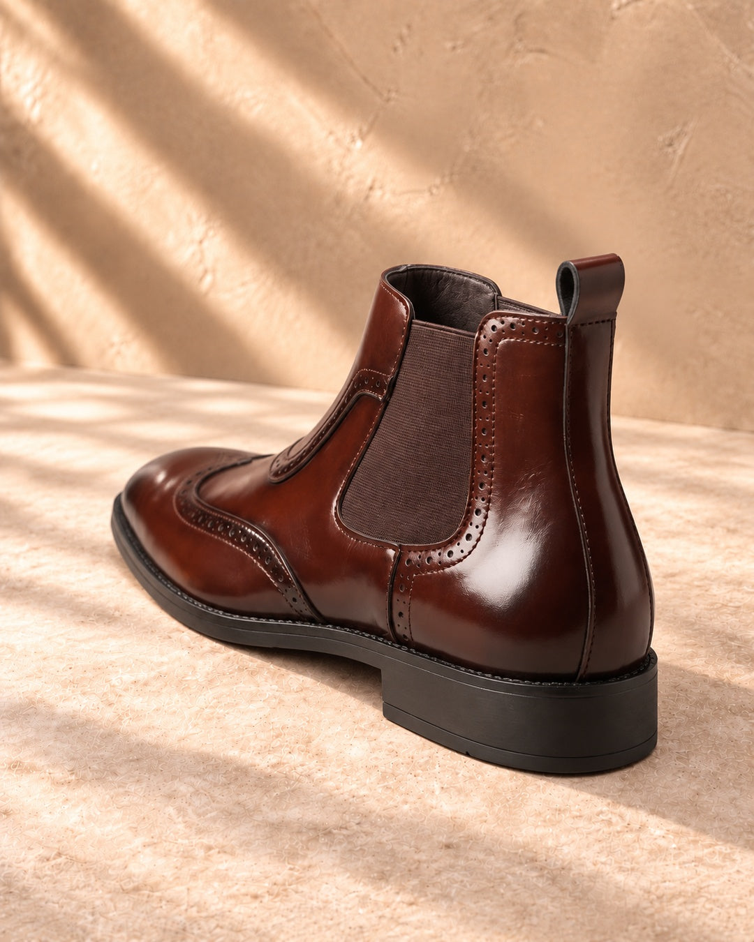 Jules Brogue Hidden-Lift Chelsea Boots - Dark Brown