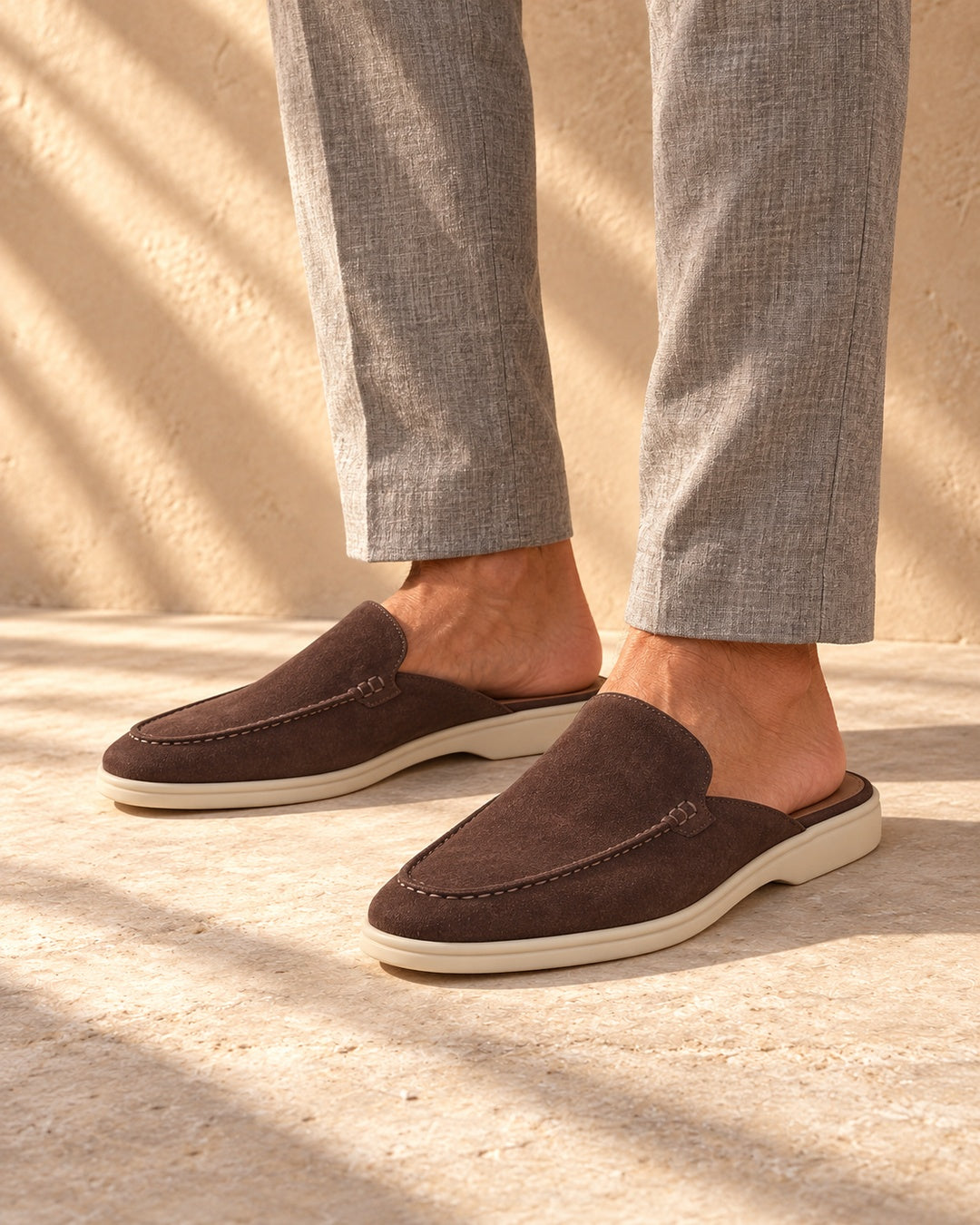 Avery Brown Suede Mule Loafers - Brown