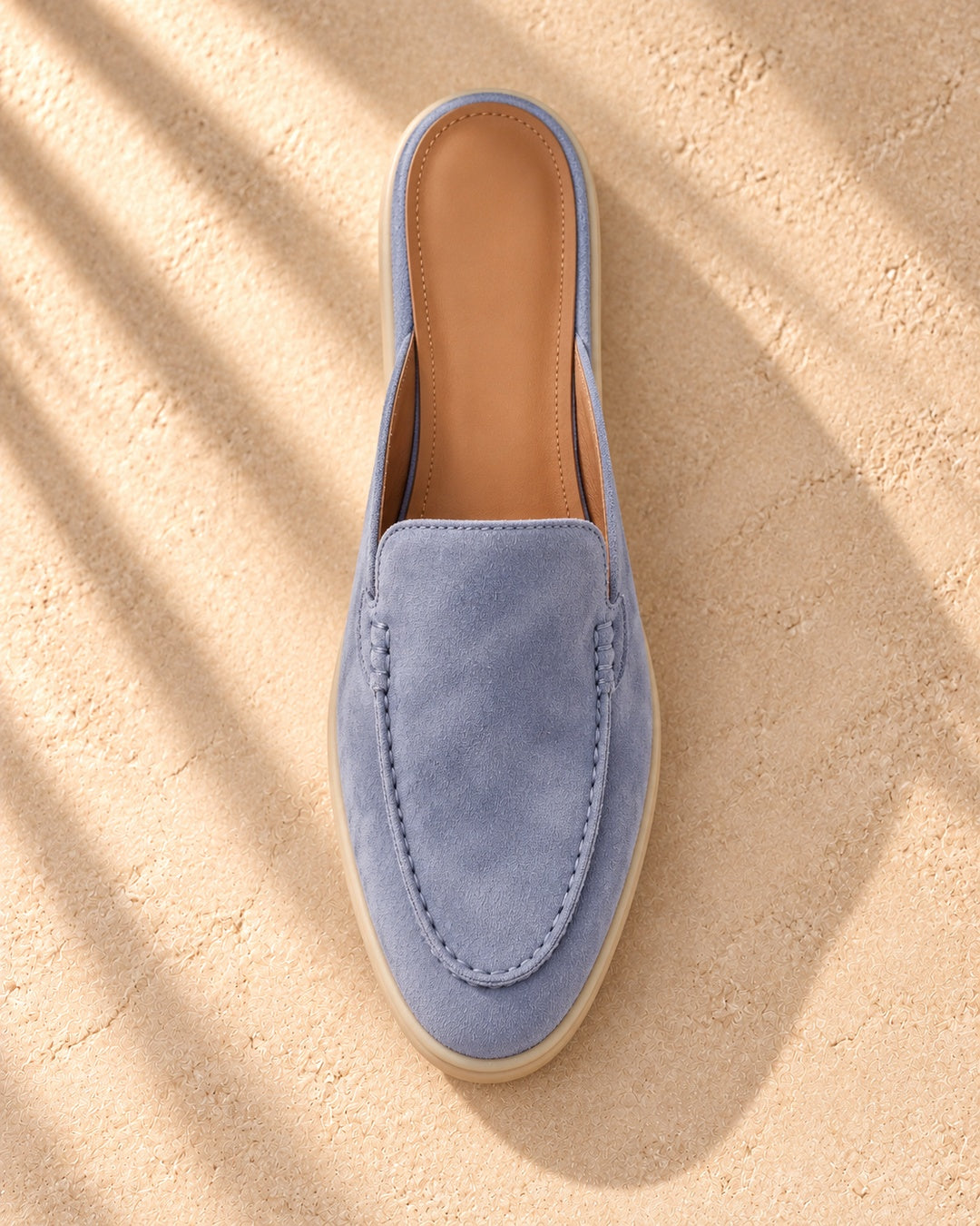 Taylor Light Blue Suede Mule Loafers - Light Blue