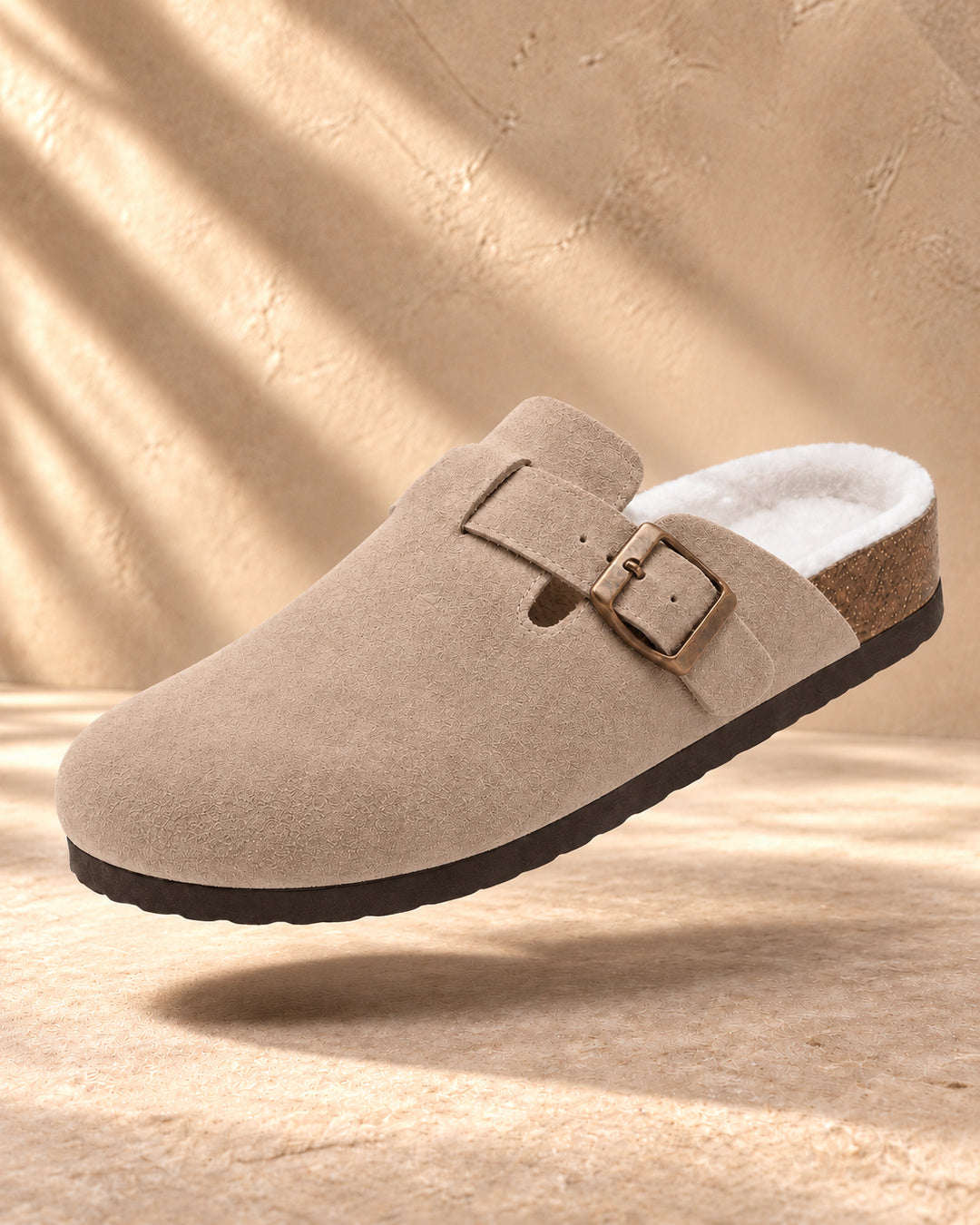 Celeste Faux-Fur-Lined Suede Clogs - Taupe