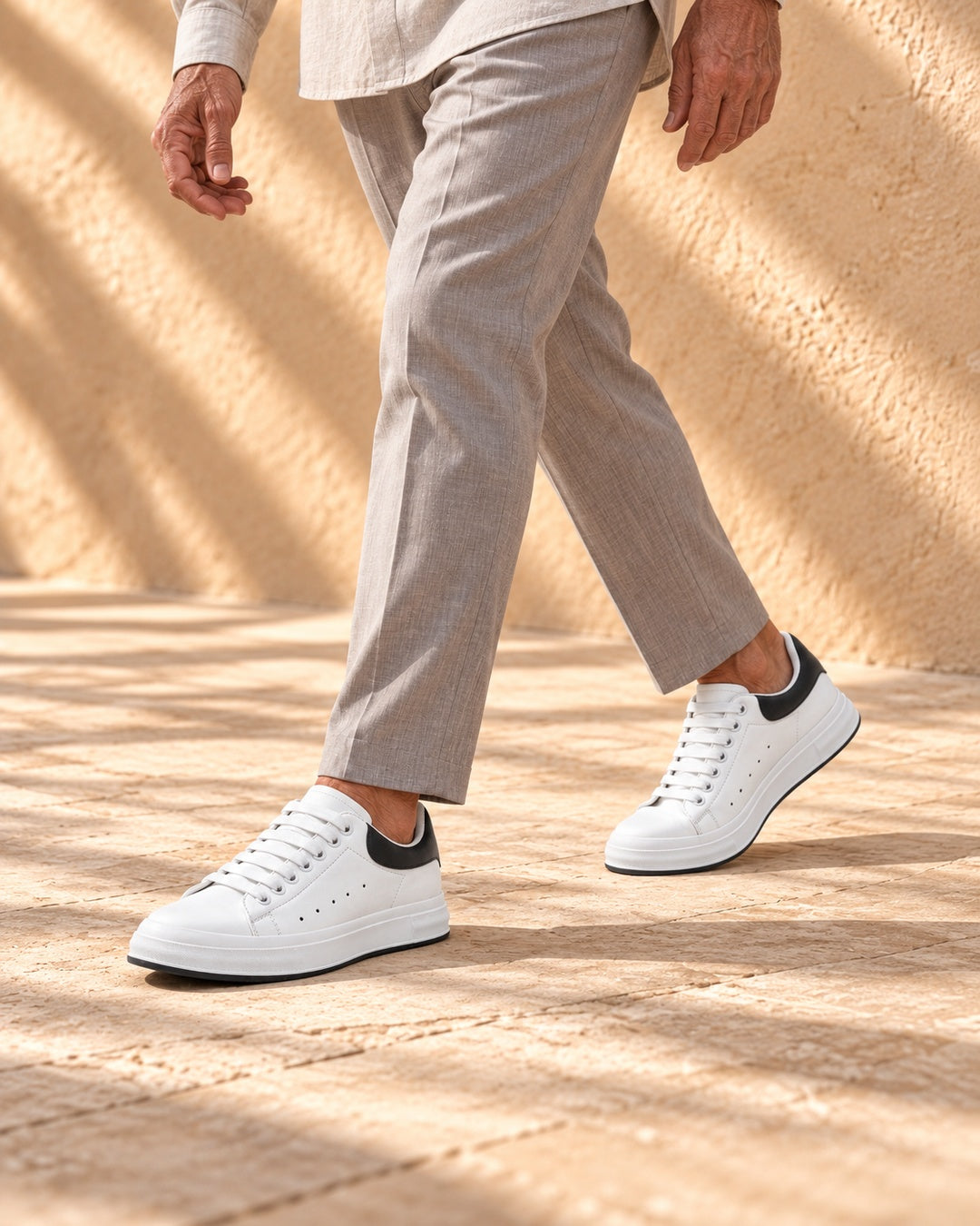 Skyler Hidden-Lift Low-Top Sneakers - White