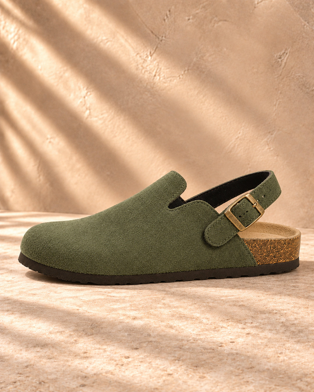 Sabina Suede Backstrap Clogs - Army Green