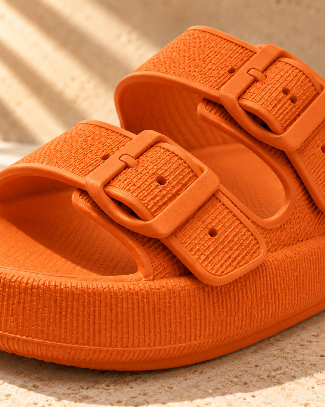 Lucille Cushioned Double-Buckle Sandals - Orange