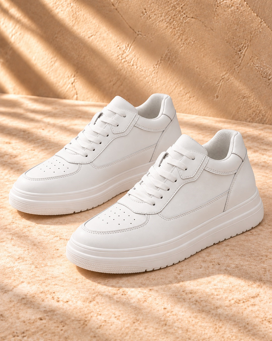 Blake Hidden-Lift Court Sneakers - White