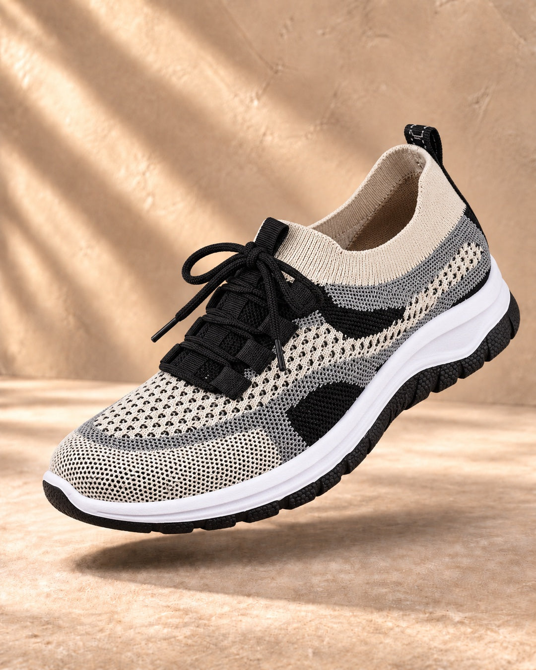 Beatrice Cushioned Lace-Up Comfort Sneakers - Black