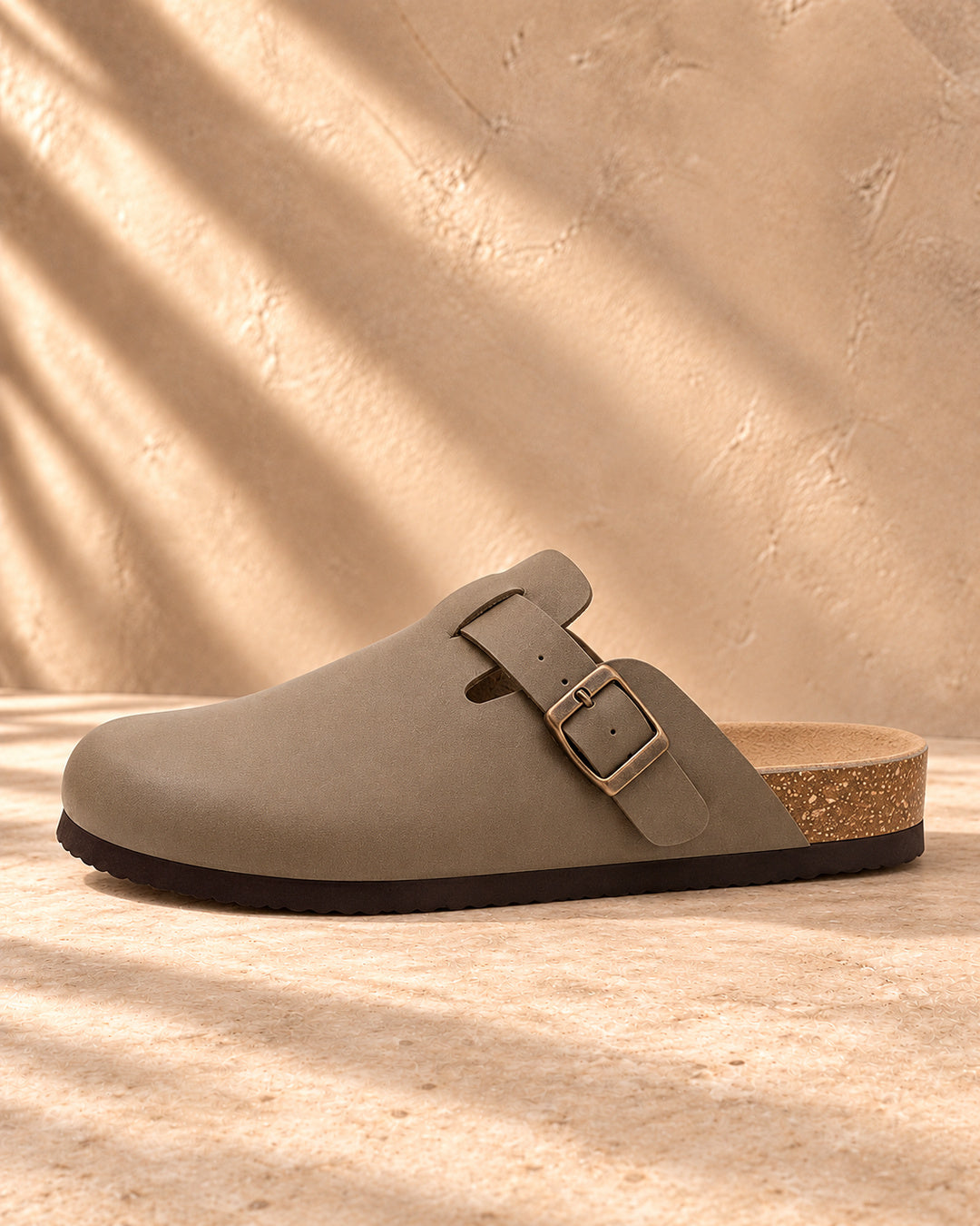 Vivienne Faux-Leather Buckle Clogs - Brown