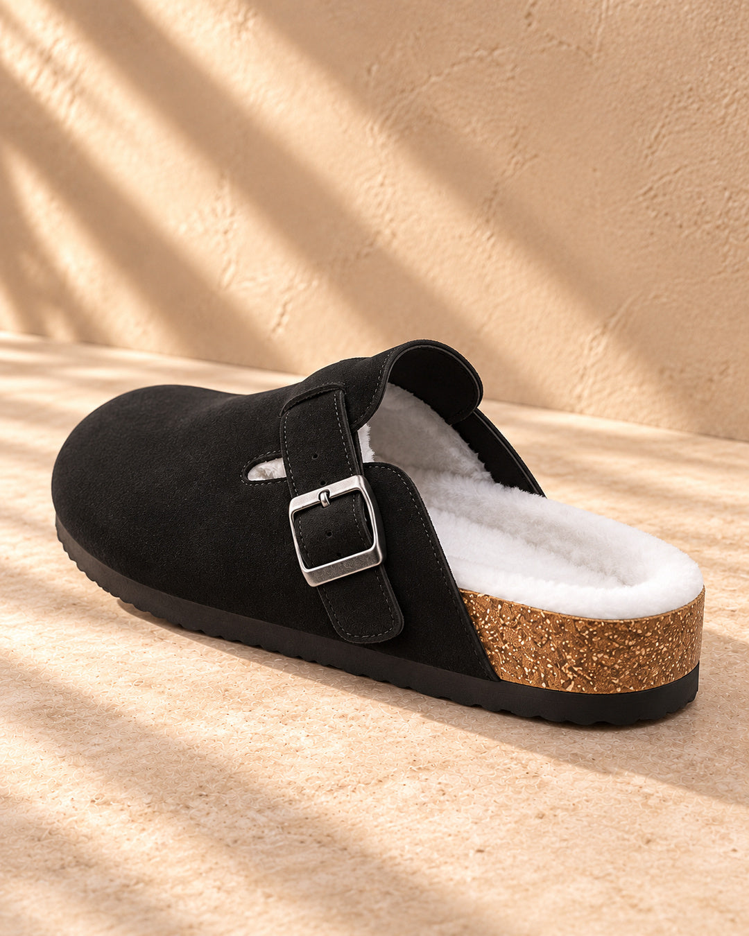 Celeste Faux-Fur-Lined Suede Clogs - Black