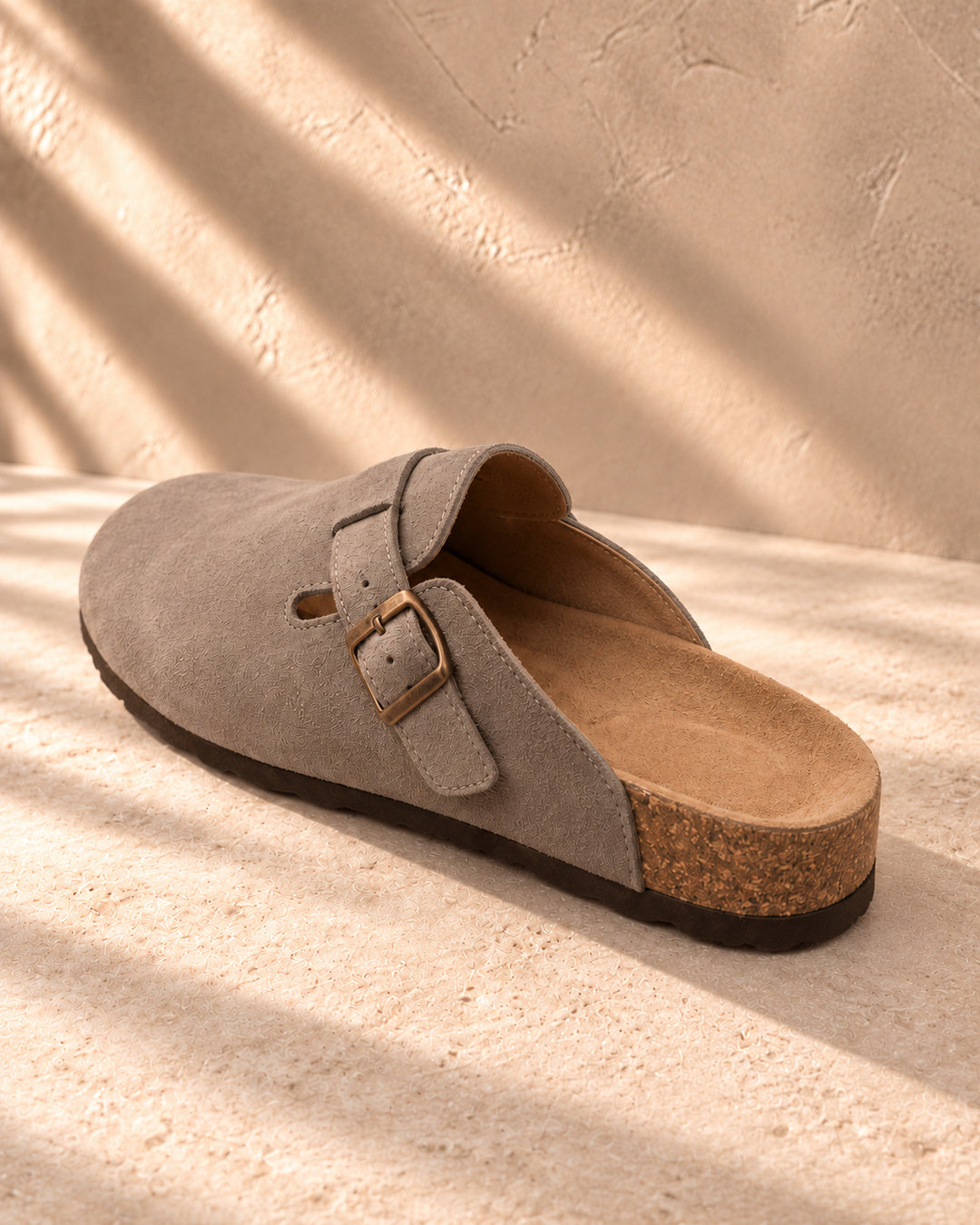 Clara Suede Buckle Clogs - Coffee