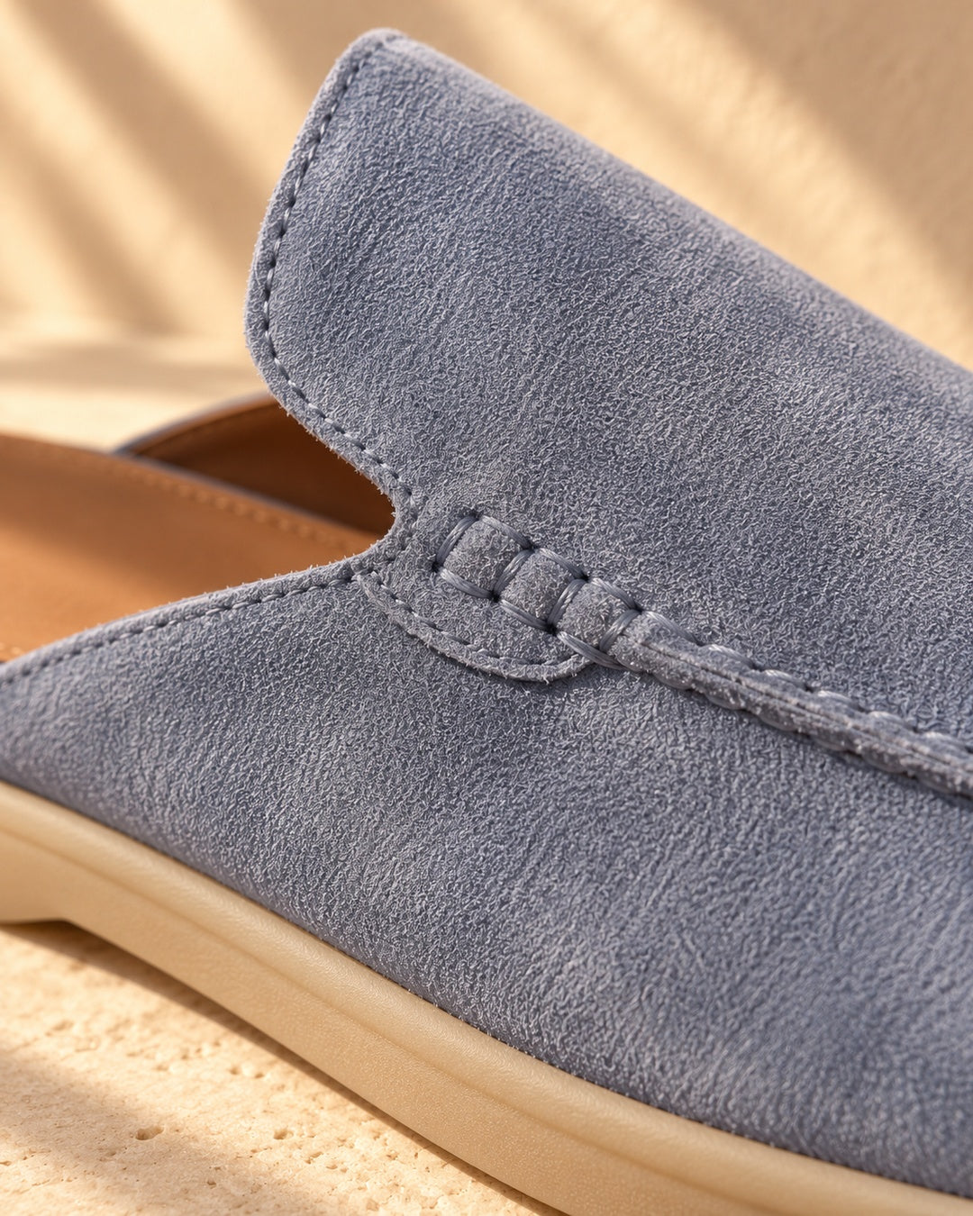 Taylor Light Blue Suede Mule Loafers - Light Blue