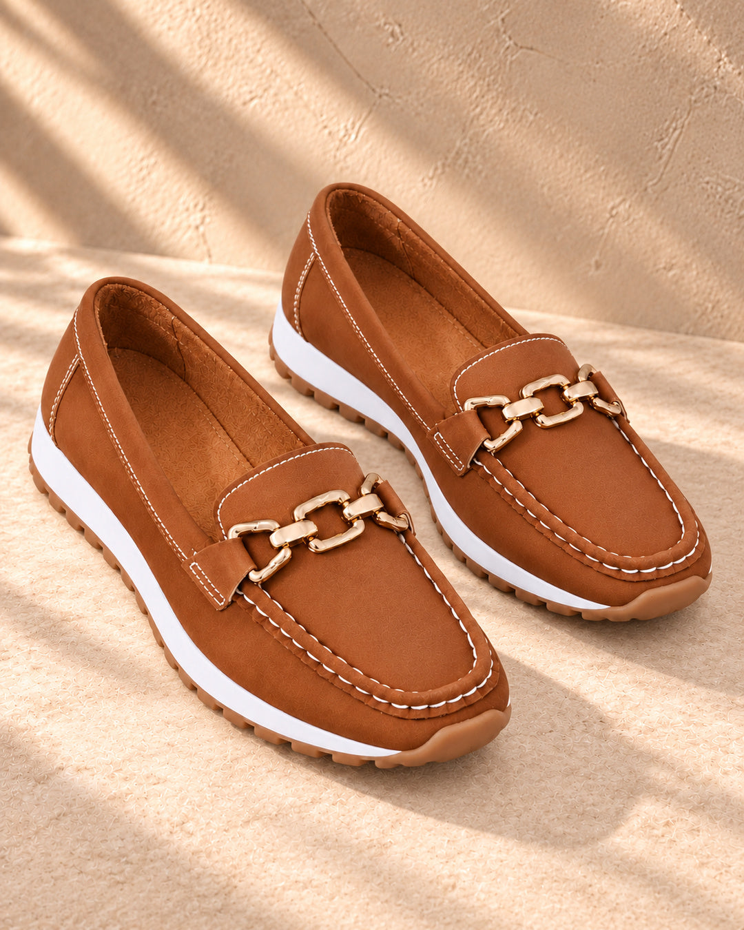 Eleanor Chain-Detail Loafers - Brown