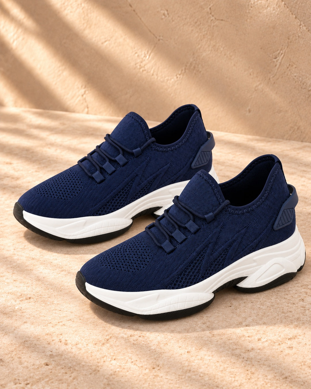 Parker Hidden-Lift Knit Sneakers - Navy Blue