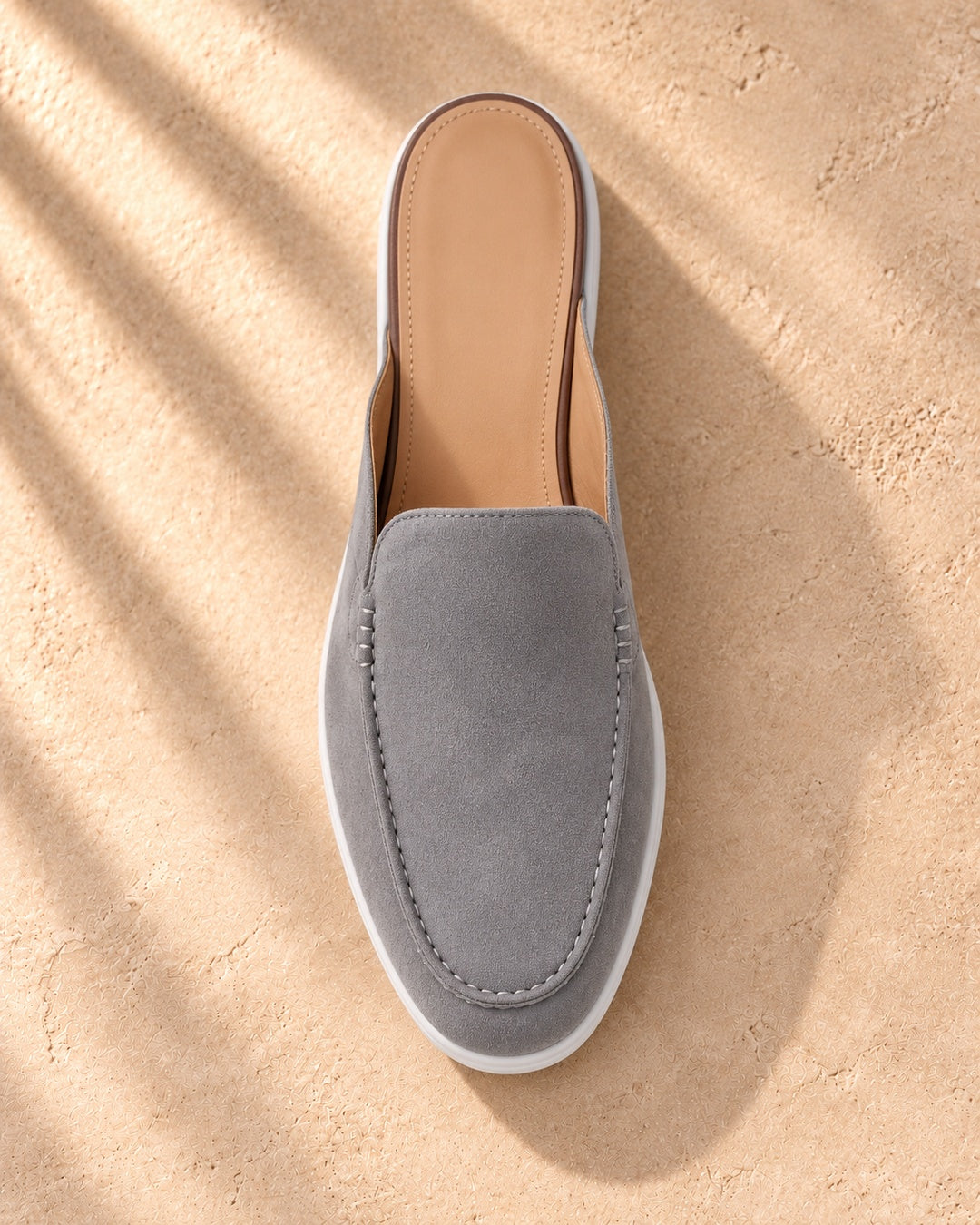 Cameron Gray Suede Mule Loafers - Gray