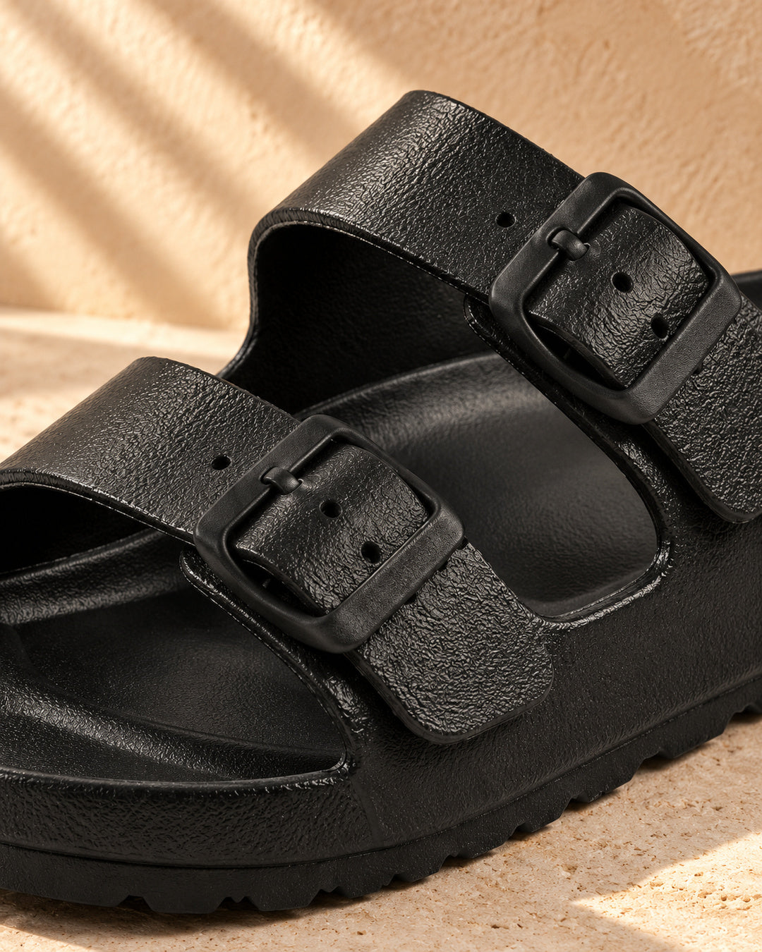 Bianca Double-Buckle EVA Sandals - Black