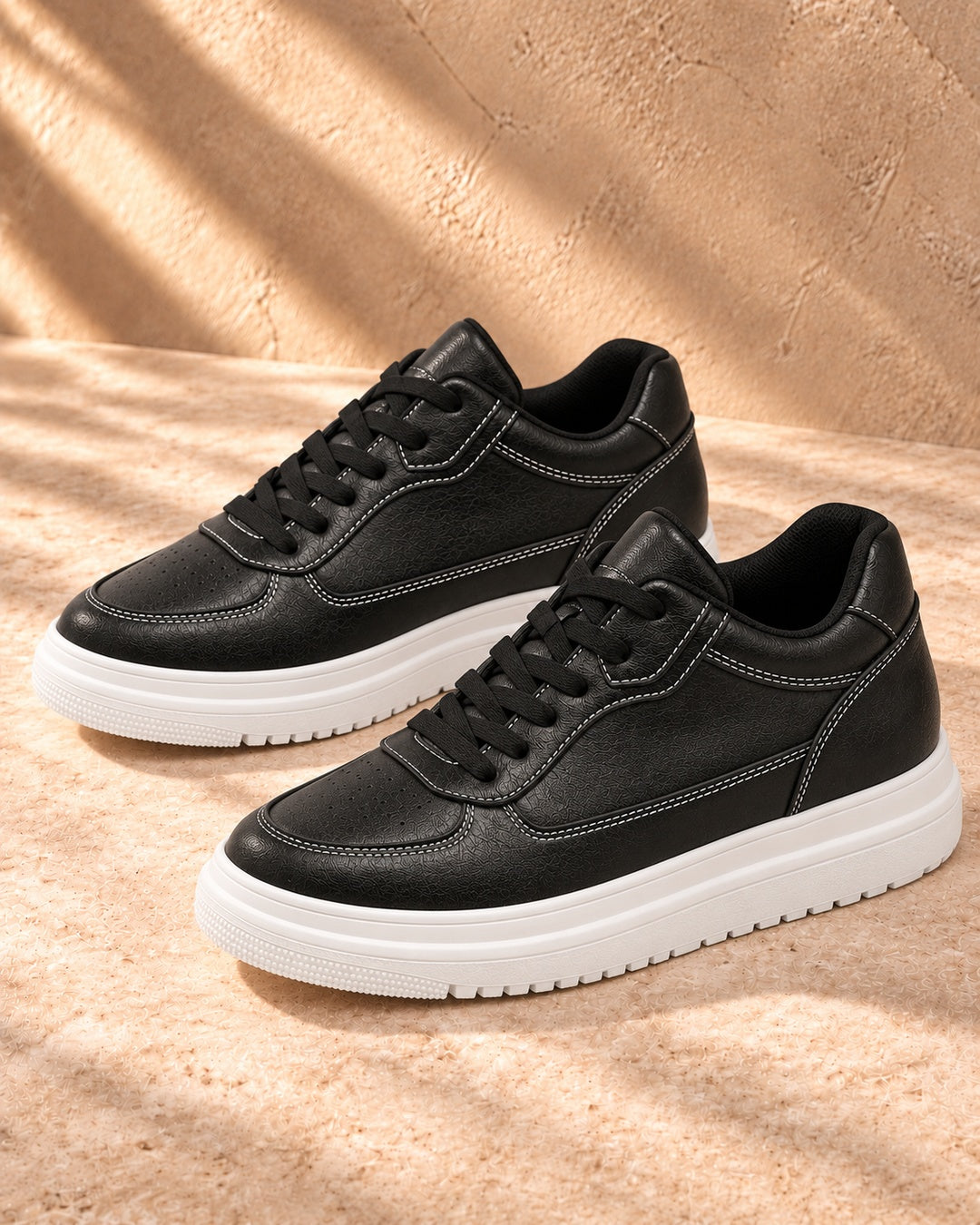 Blake Hidden-Lift Court Sneakers - Black