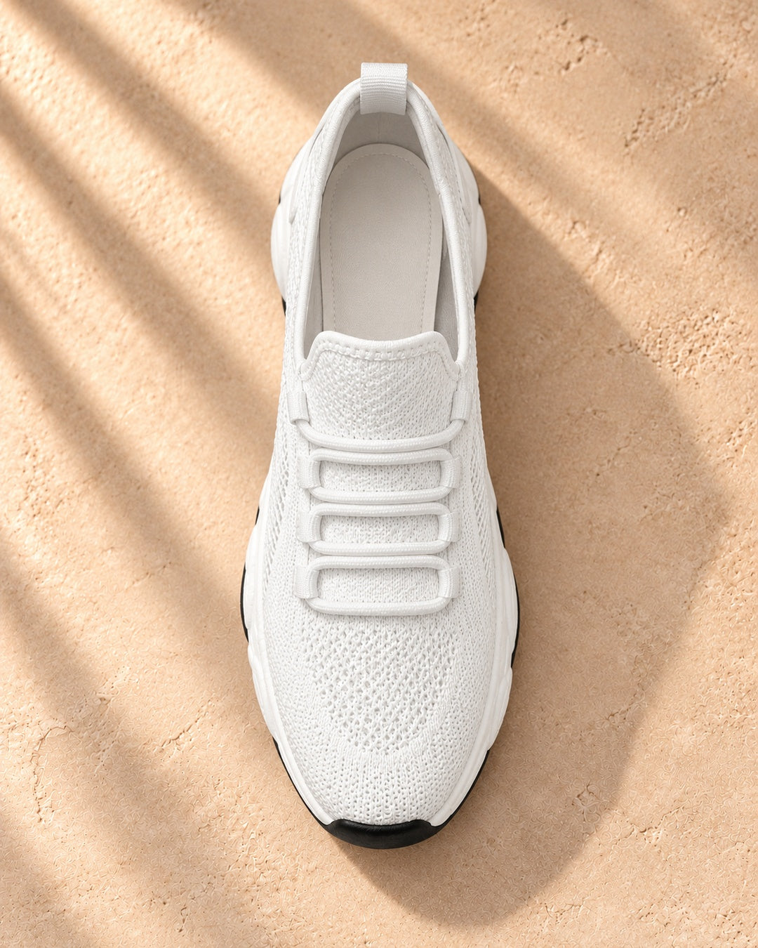 Parker Hidden-Lift Knit Sneakers - White