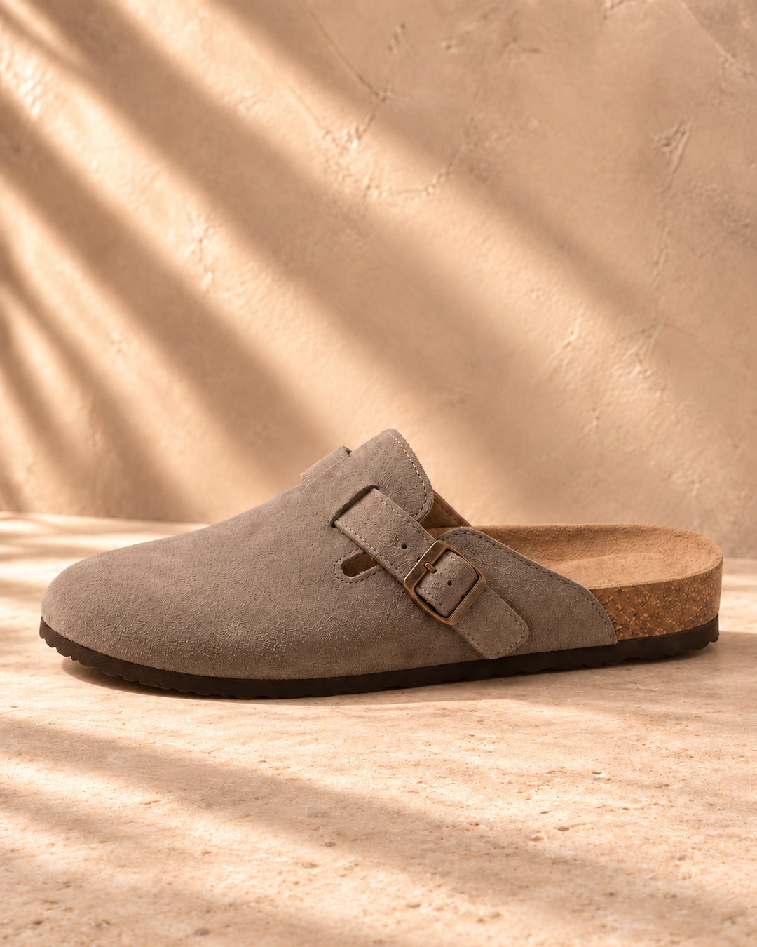 Clara Suede Buckle Clogs - Coffee