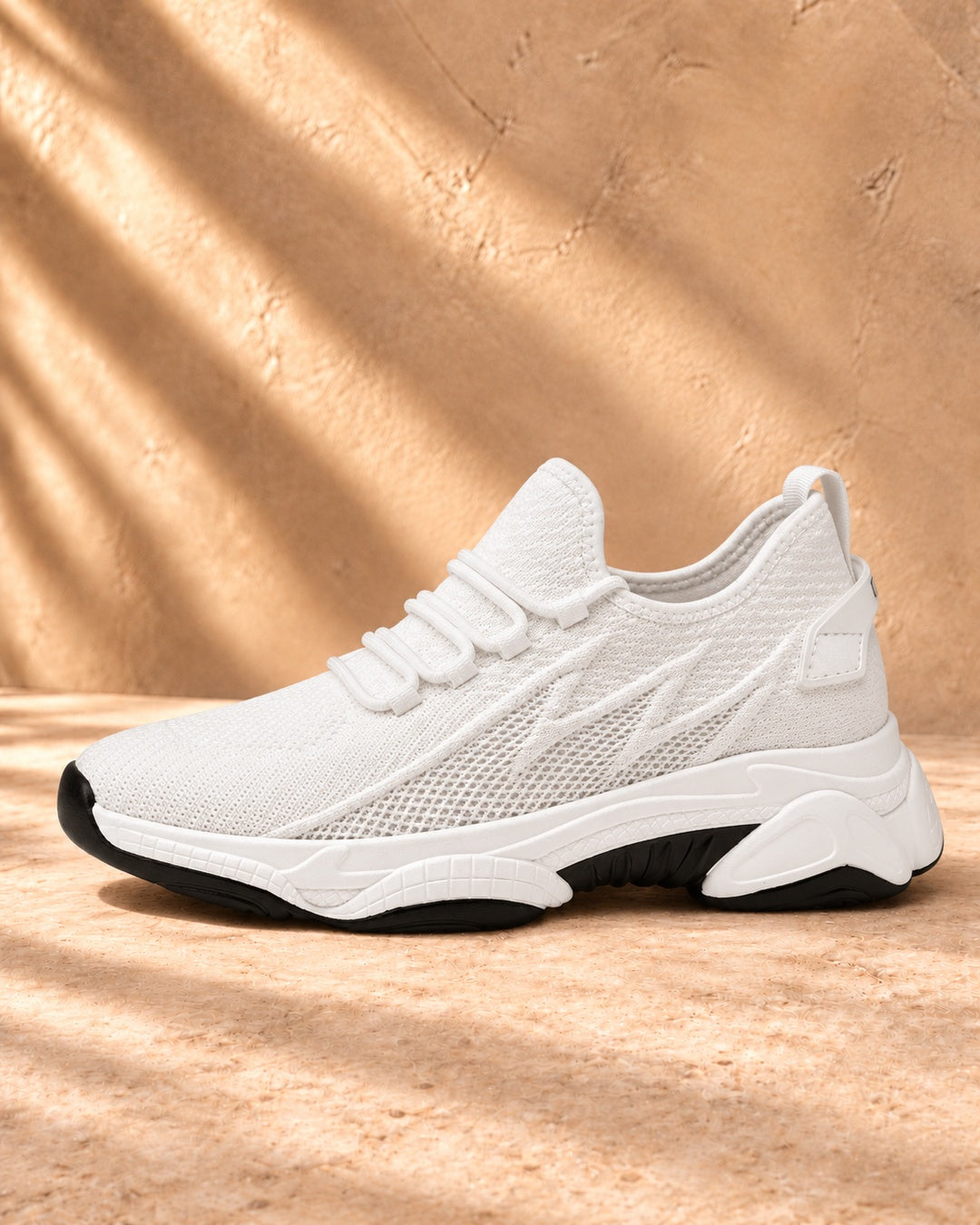 Parker Hidden-Lift Knit Sneakers - White