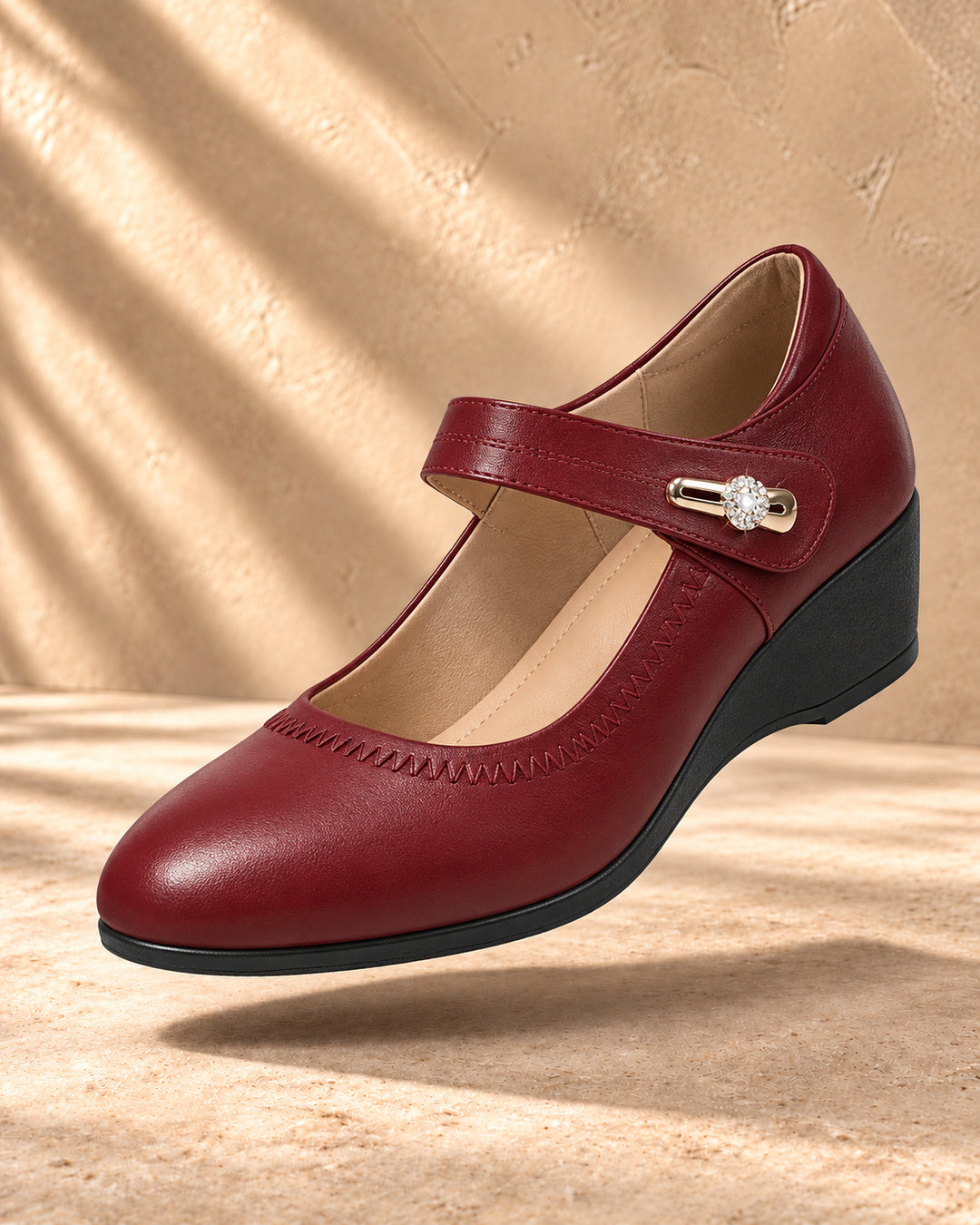 Lydia Wedge Comfort Mary Jane - Red