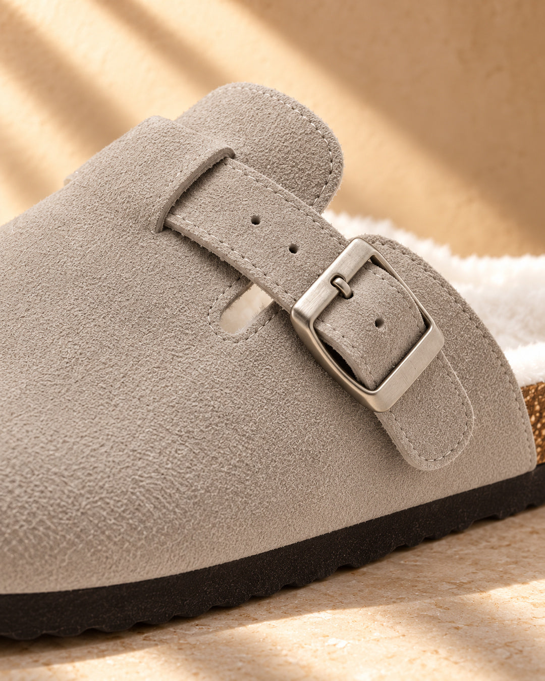 Celeste Faux-Fur-Lined Suede Clogs - Gray