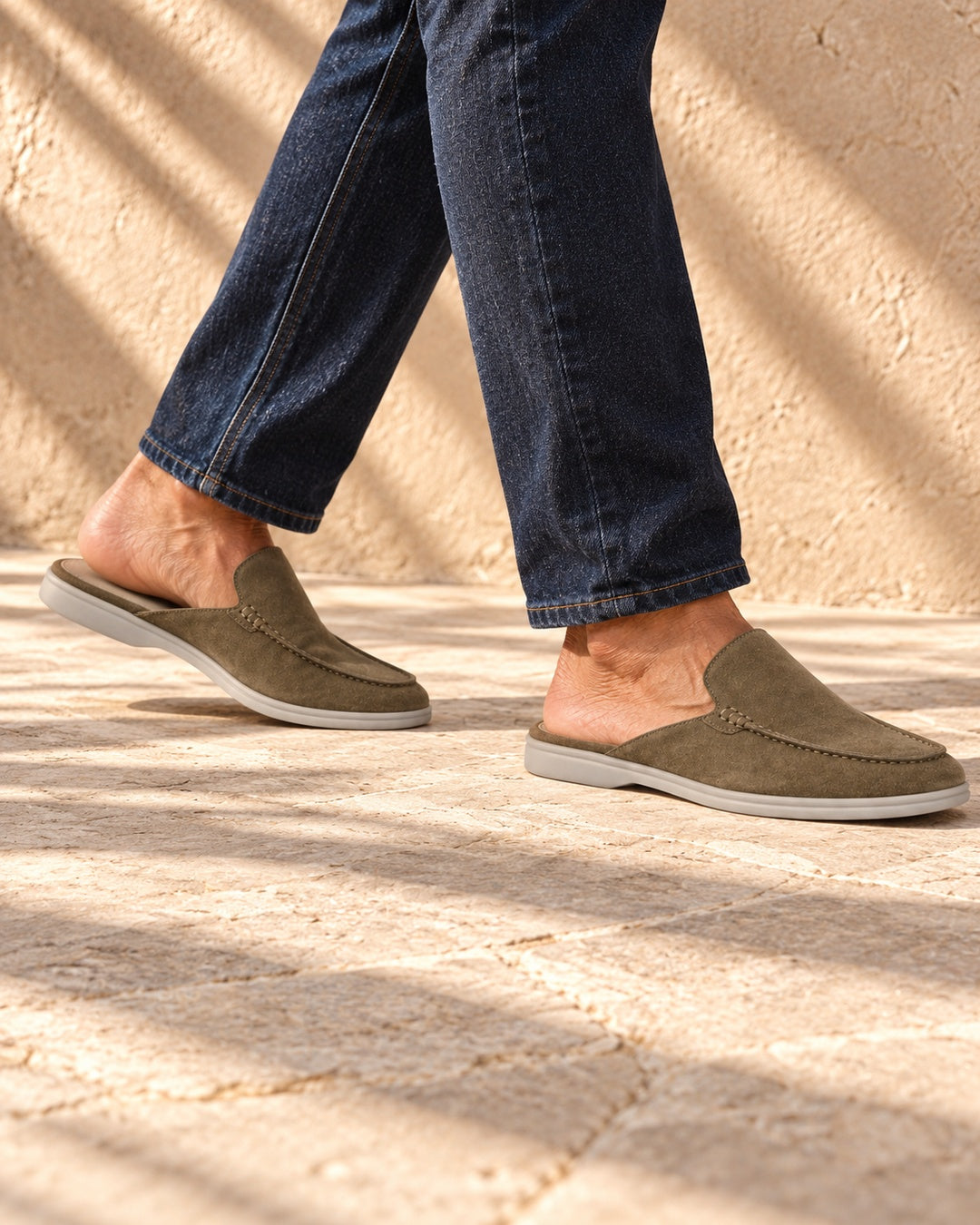 Blair Olive Suede Mule Loafers - Olive