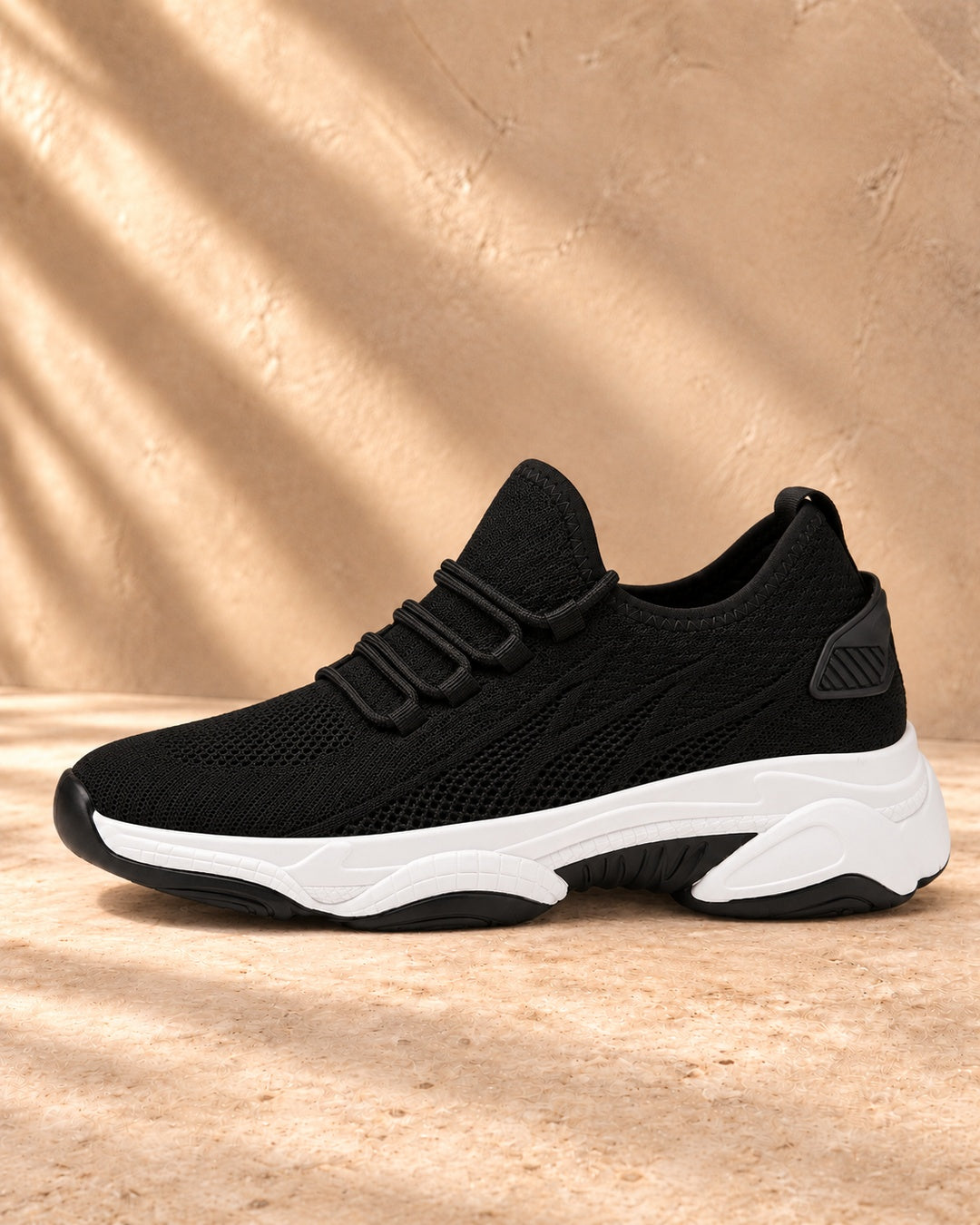 Parker Hidden-Lift Knit Sneakers - Black