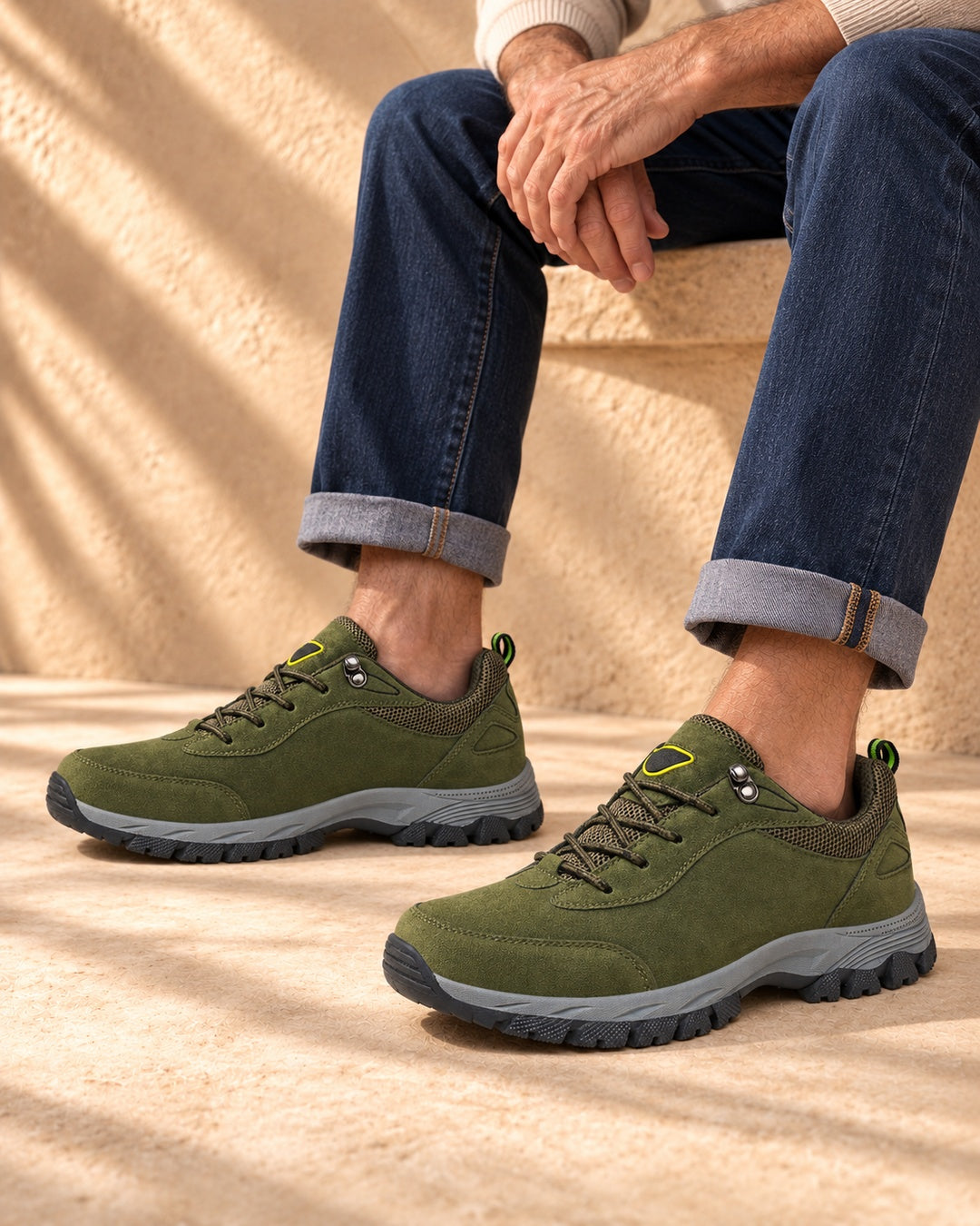Rowan Lace-Up Outdoor Walking Shoes - Green