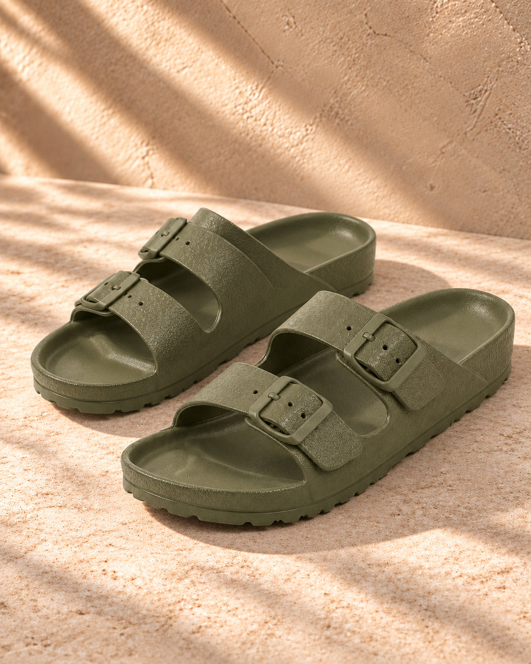 Bianca Double-Buckle EVA Sandals - Army Green