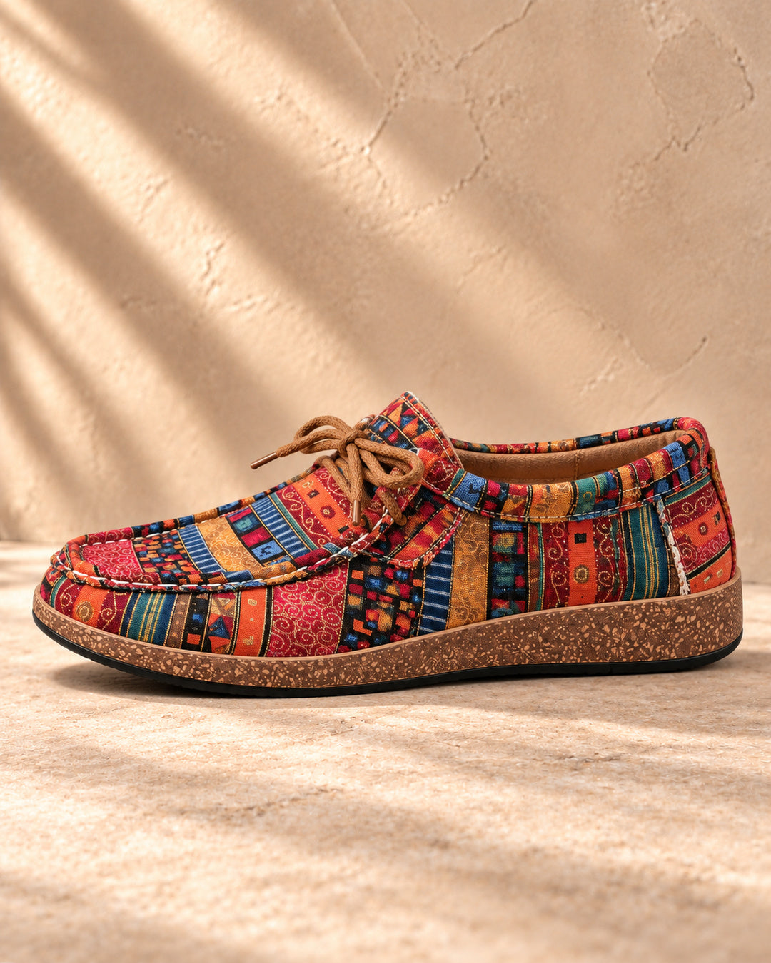 Amélie Orthopedic Boho Patchwork Sneakers - Red