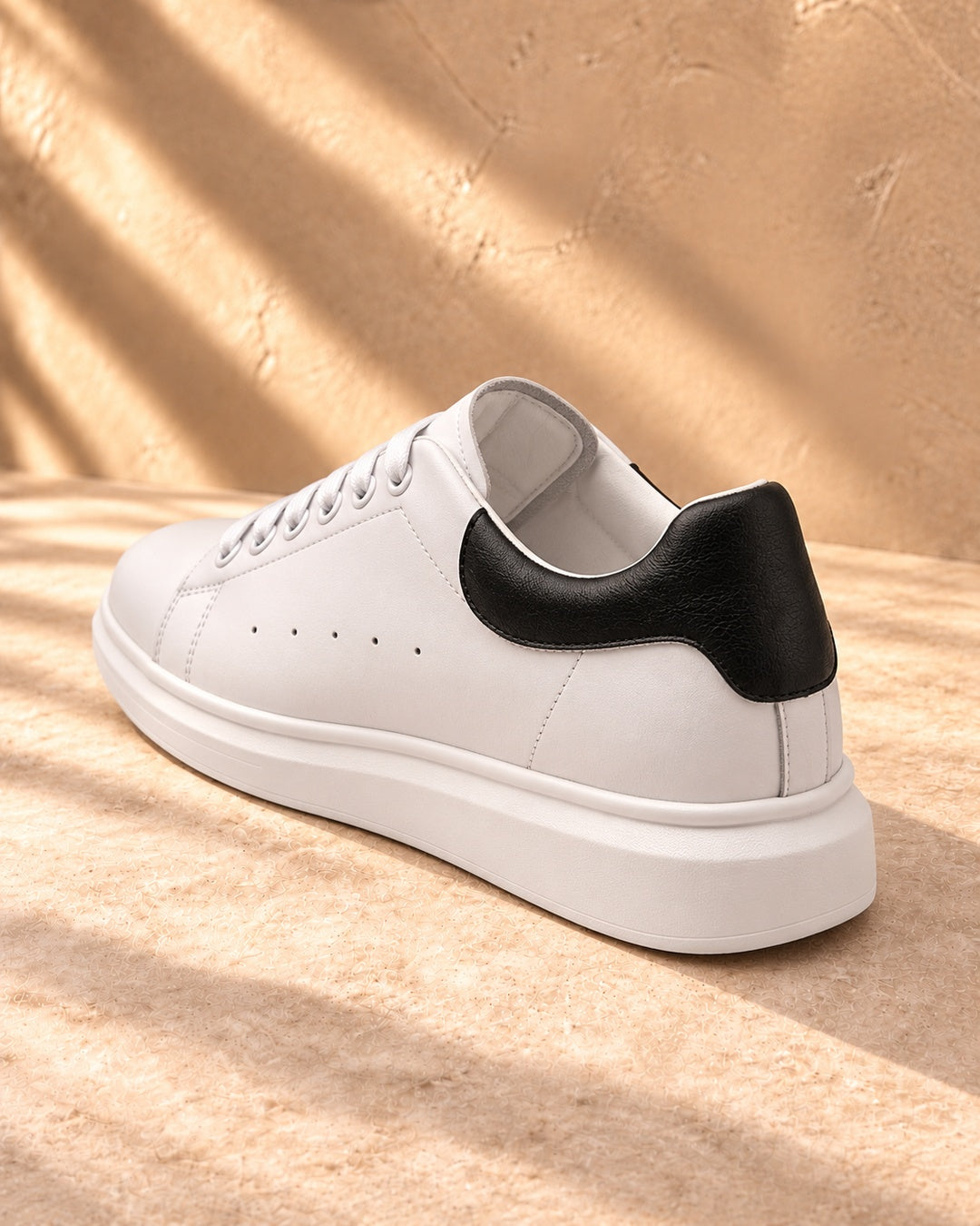 Tatum Contrast-Heel Hidden-Lift Sneakers - White