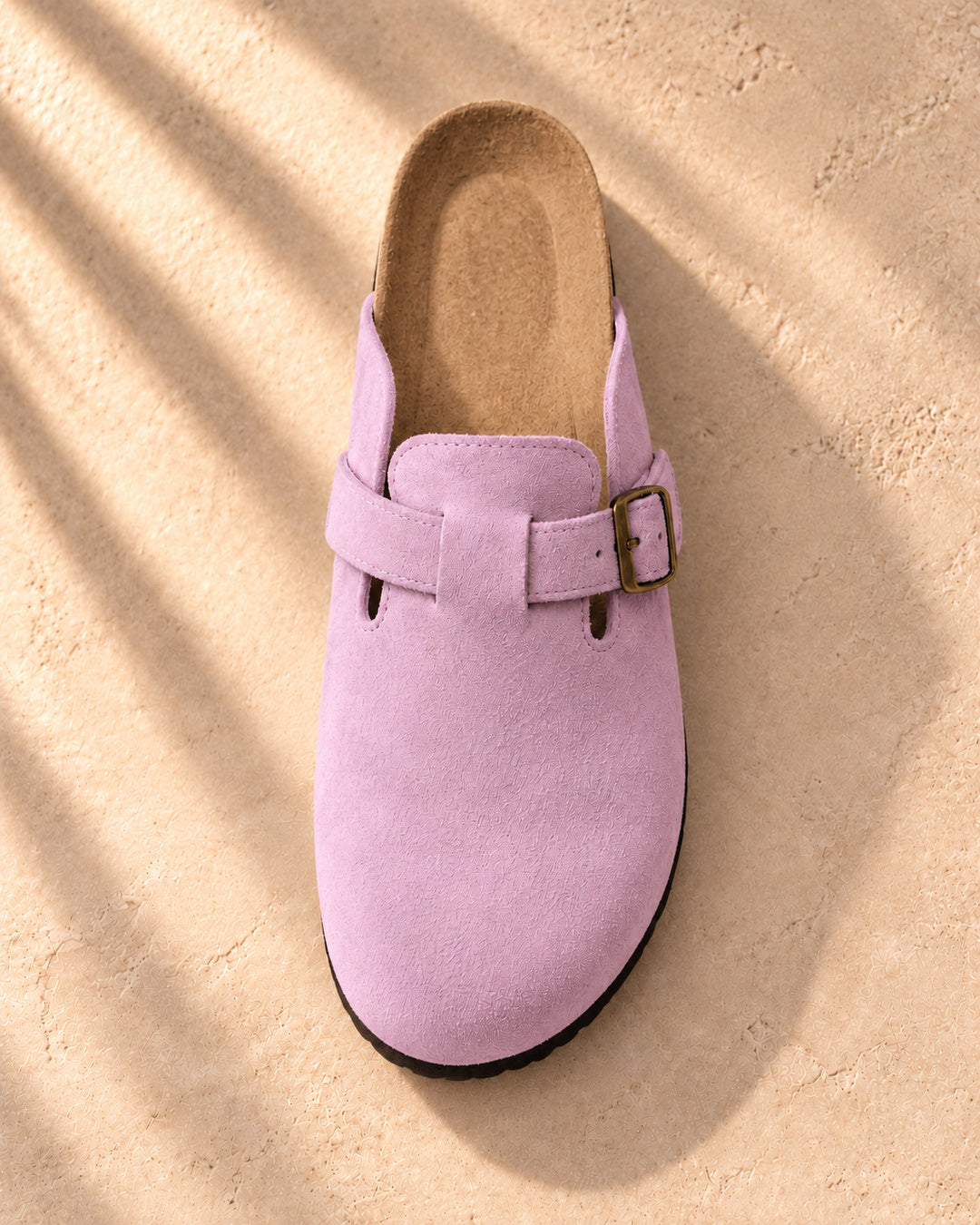 Clara Suede Buckle Clogs - Pink