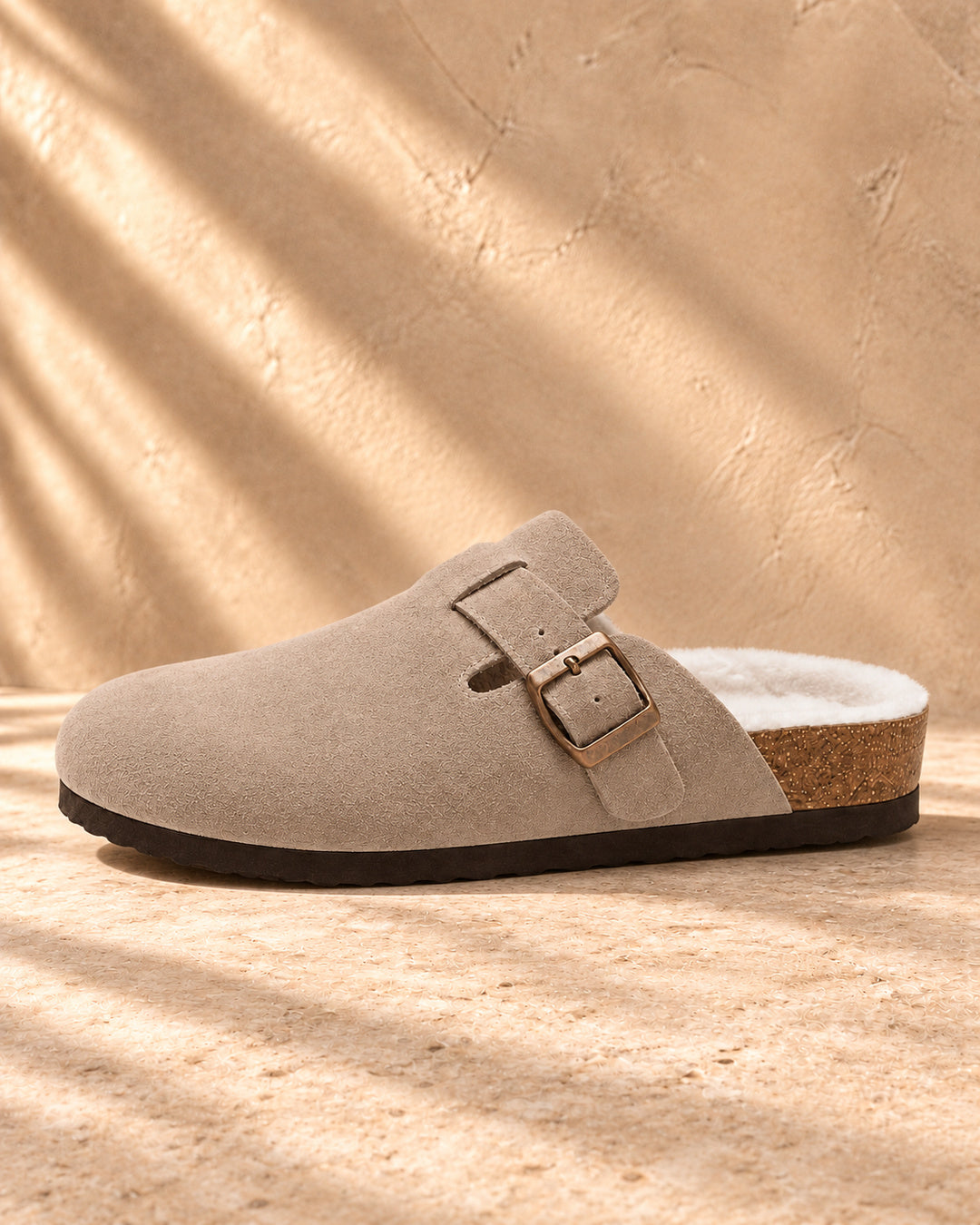 Celeste Faux-Fur-Lined Suede Clogs - Taupe