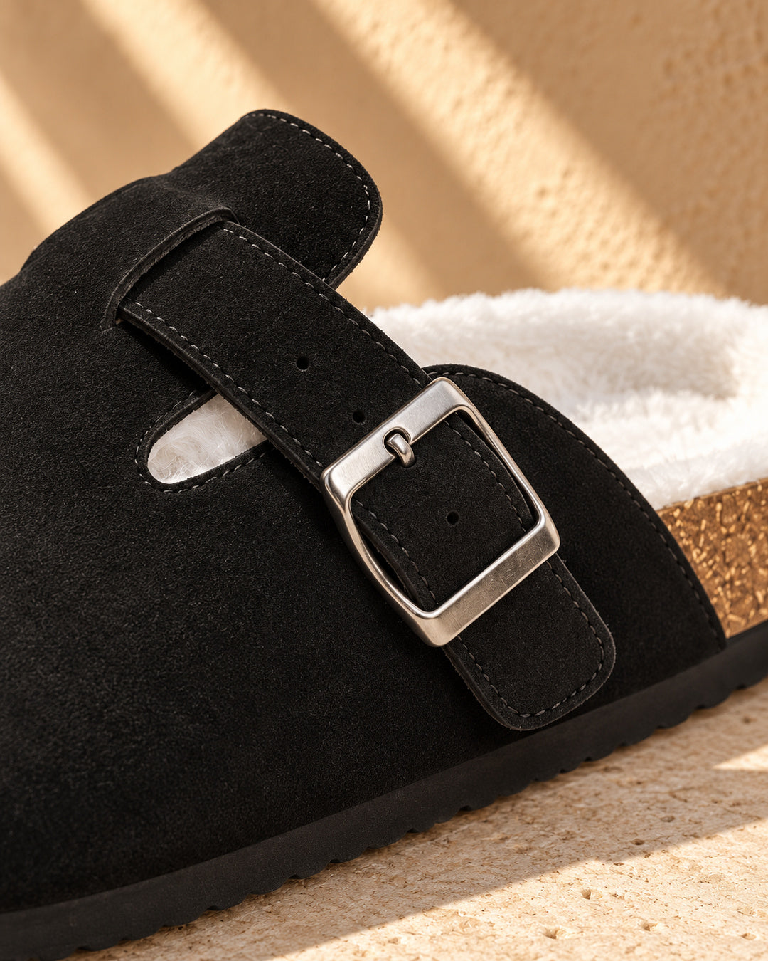 Celeste Faux-Fur-Lined Suede Clogs - Black