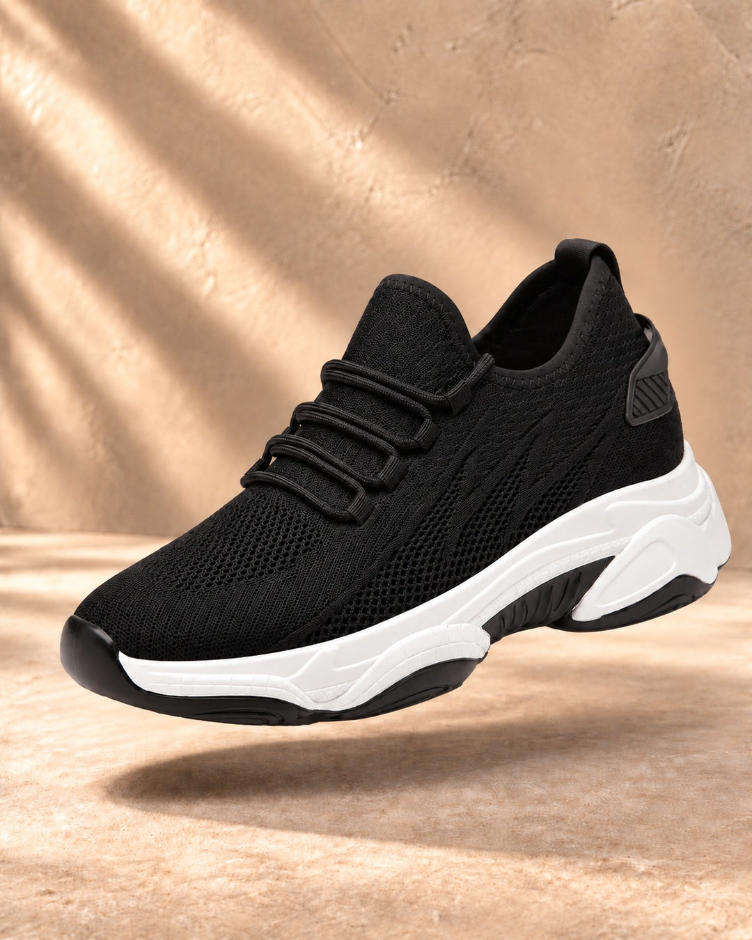 Parker Hidden-Lift Knit Sneakers - Black