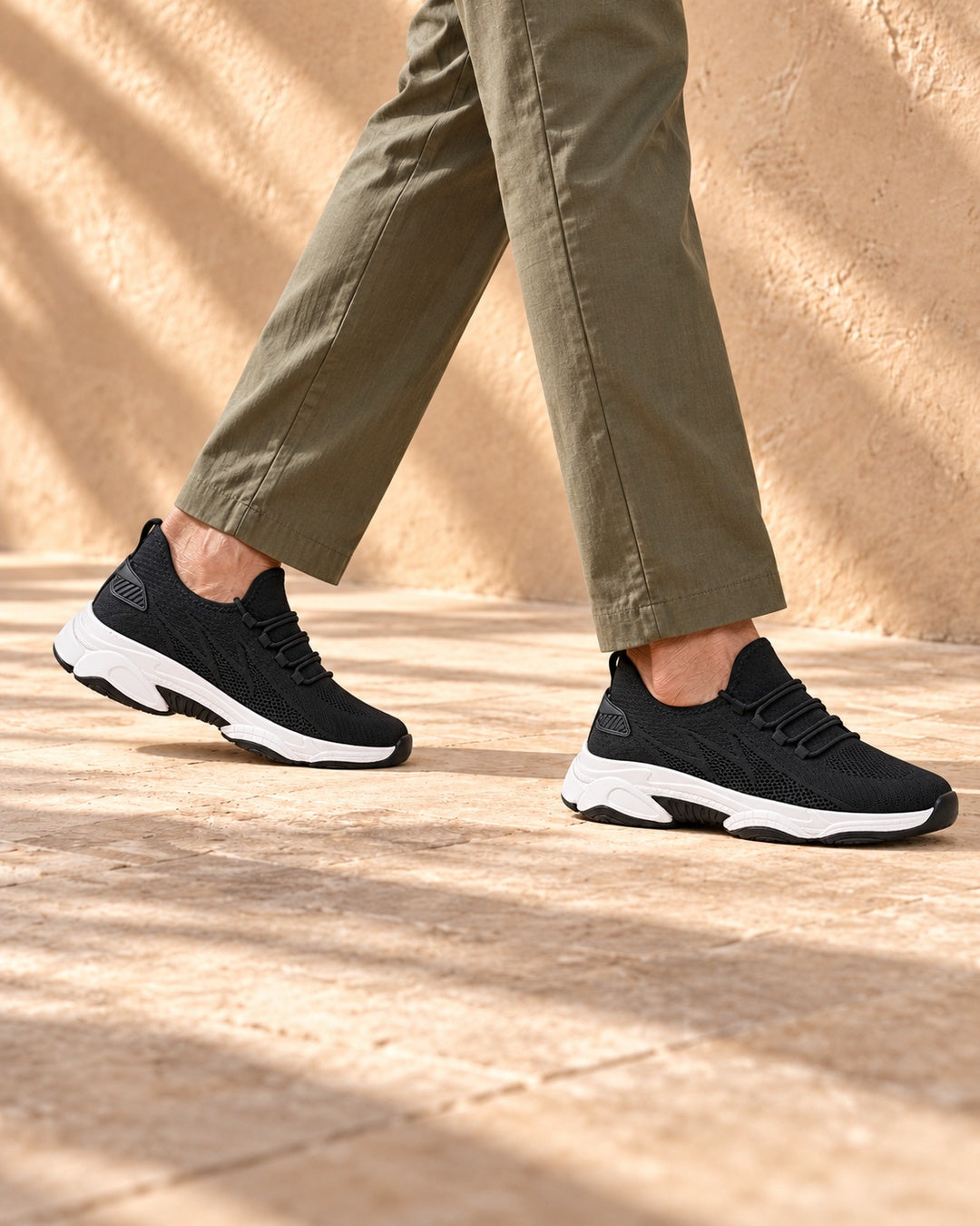 Parker Hidden-Lift Knit Sneakers - Black