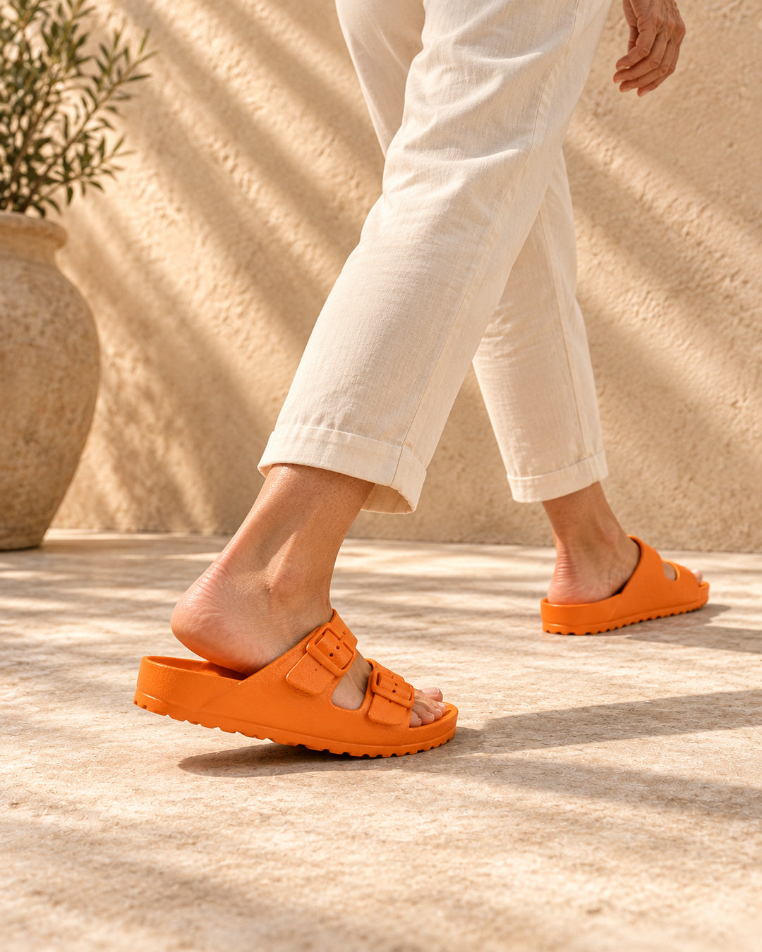 Bianca Double-Buckle EVA Sandals - Orange