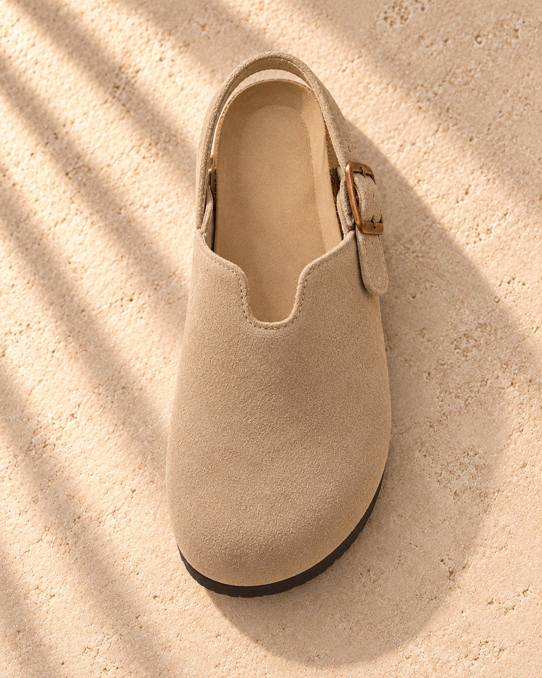 Sabina Suede Backstrap Clogs - Taupe