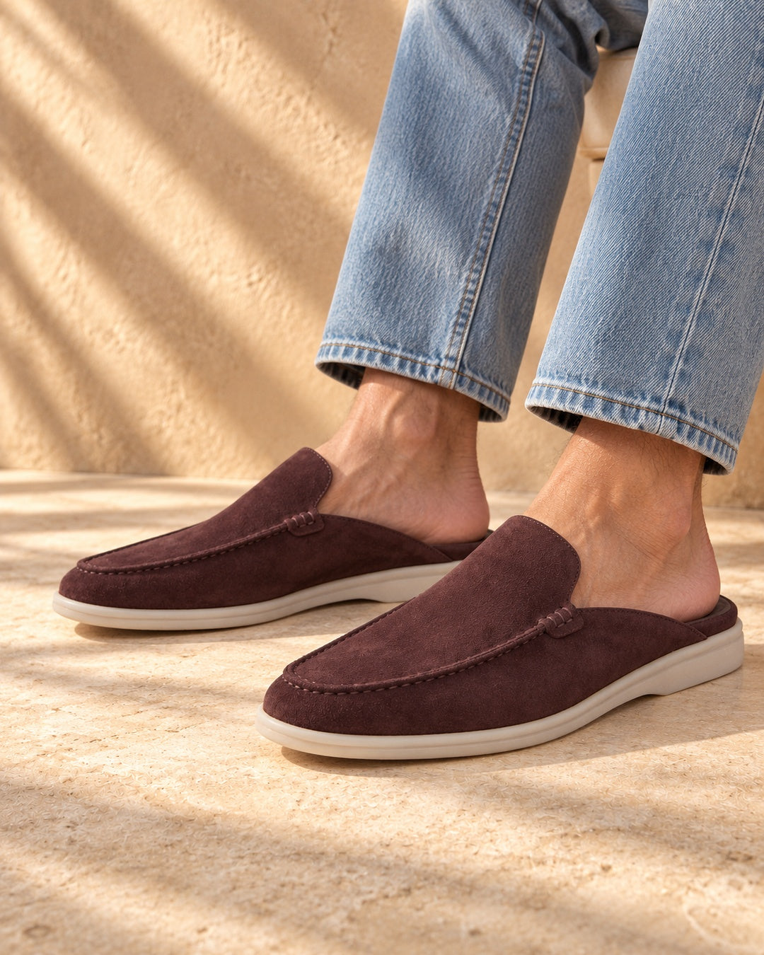 Emery Coffee Suede Mule Loafers - Coffee