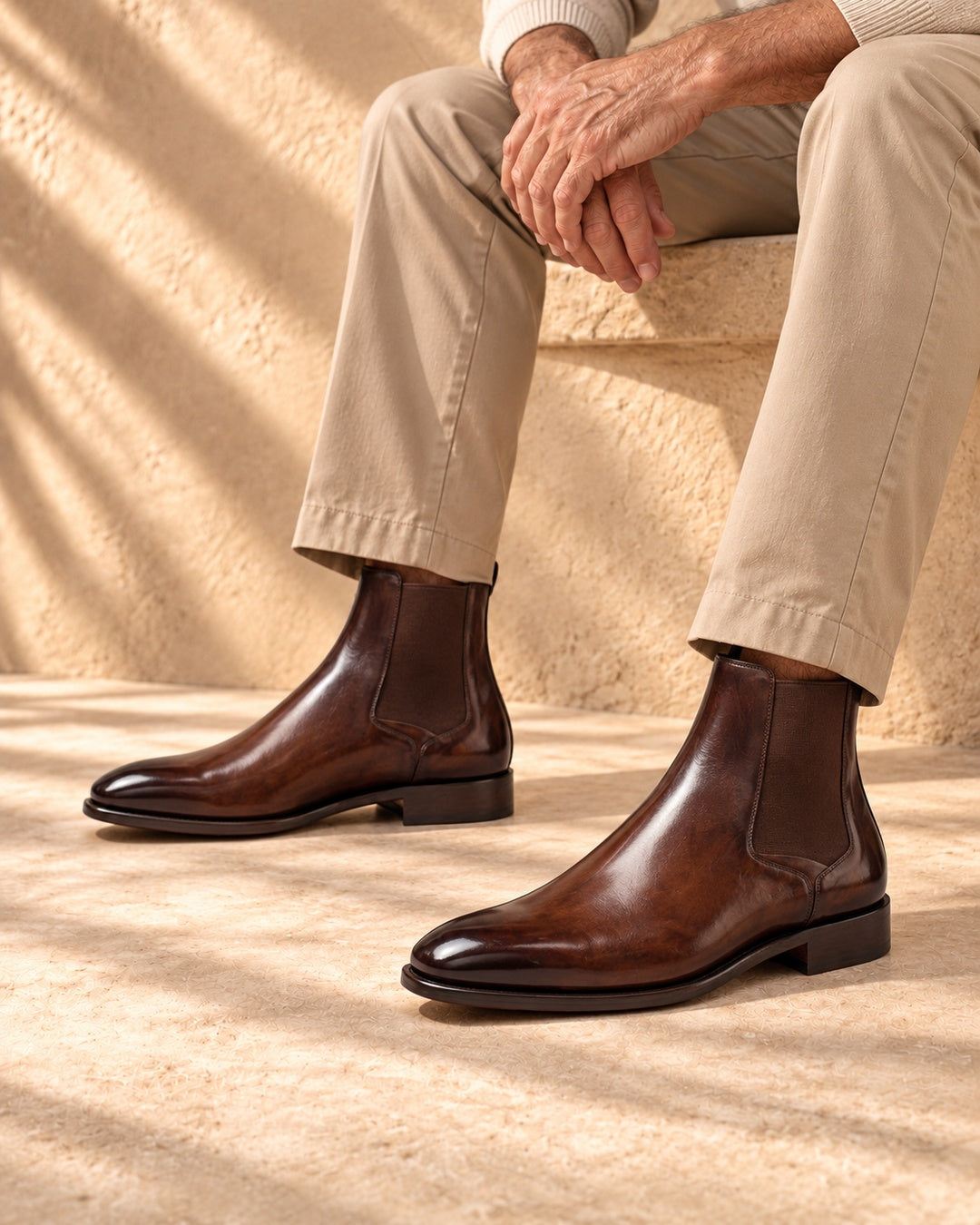 Finley Hidden-Lift Chelsea Boots - Brown