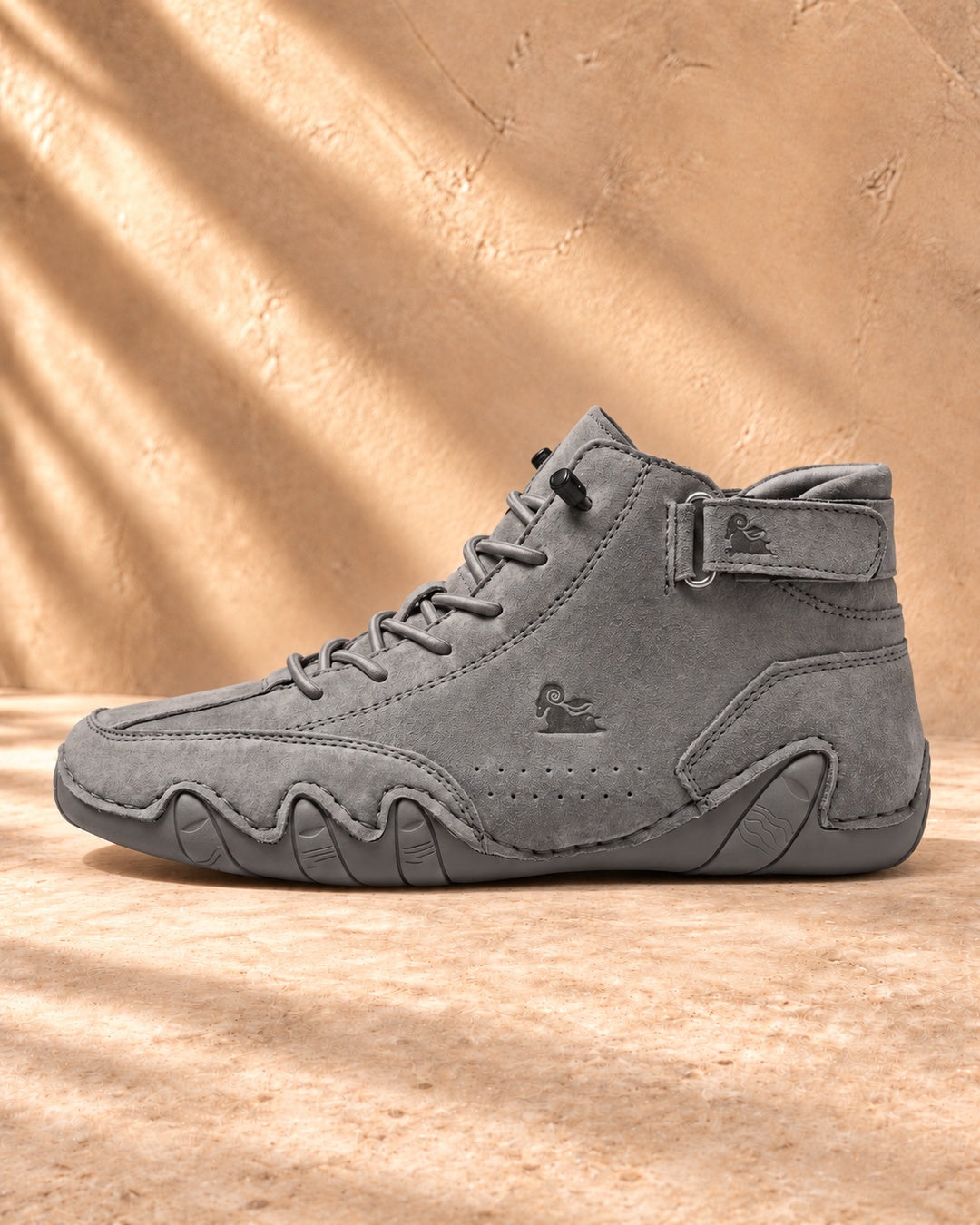 Arden Faux-Leather Lace-Up Ankle Boots - Gray